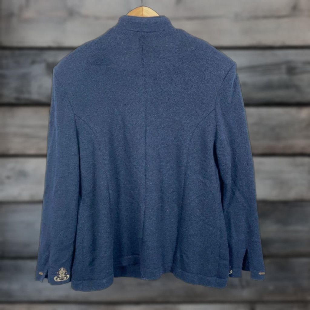 Vintage Dateline Collection Cardigan Women XL Dark Blue Beaded Silk Wool Open Front Knit V-Neck Hidden Shoulder Pads Knitwear Regular Size: XL Size XL / US 12-14 / IT 48-50 - 1 Thumbnail