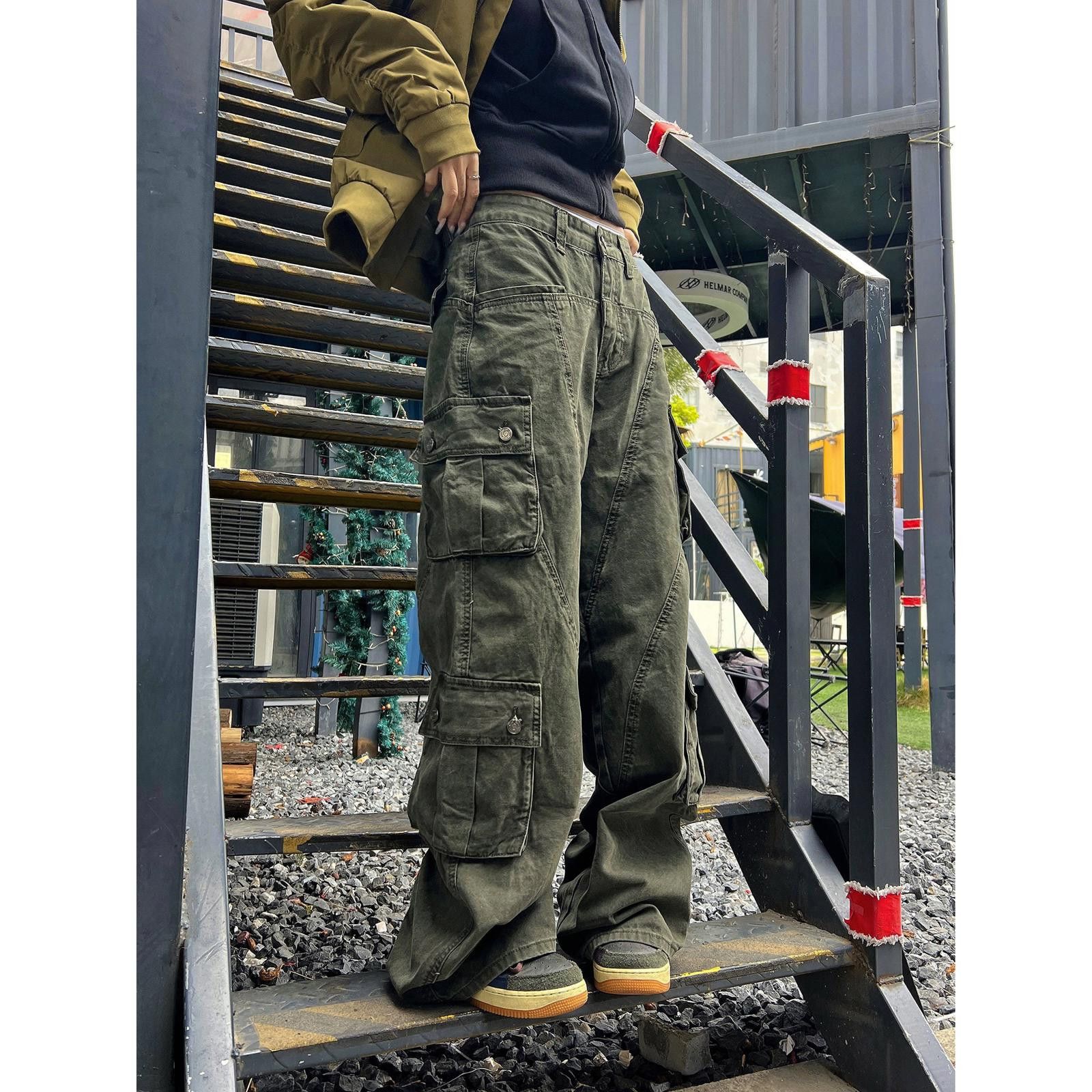 Green Multi Pocket Cargo Pants