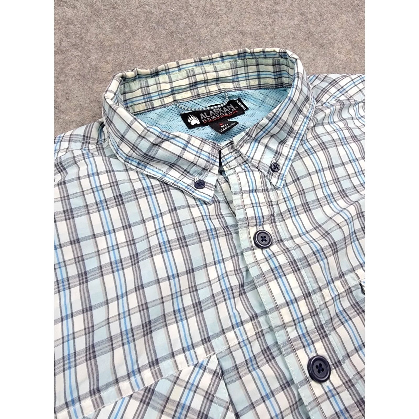 Vintage Duluth Alaskan Hardgear Shirt Mens XL Standard Fit Blue Plaid Button Down Nylon Polyester Lightweight Breathable Pockets Casual Travel Size US XL / EU 56 / 4 - 7 Thumbnail
