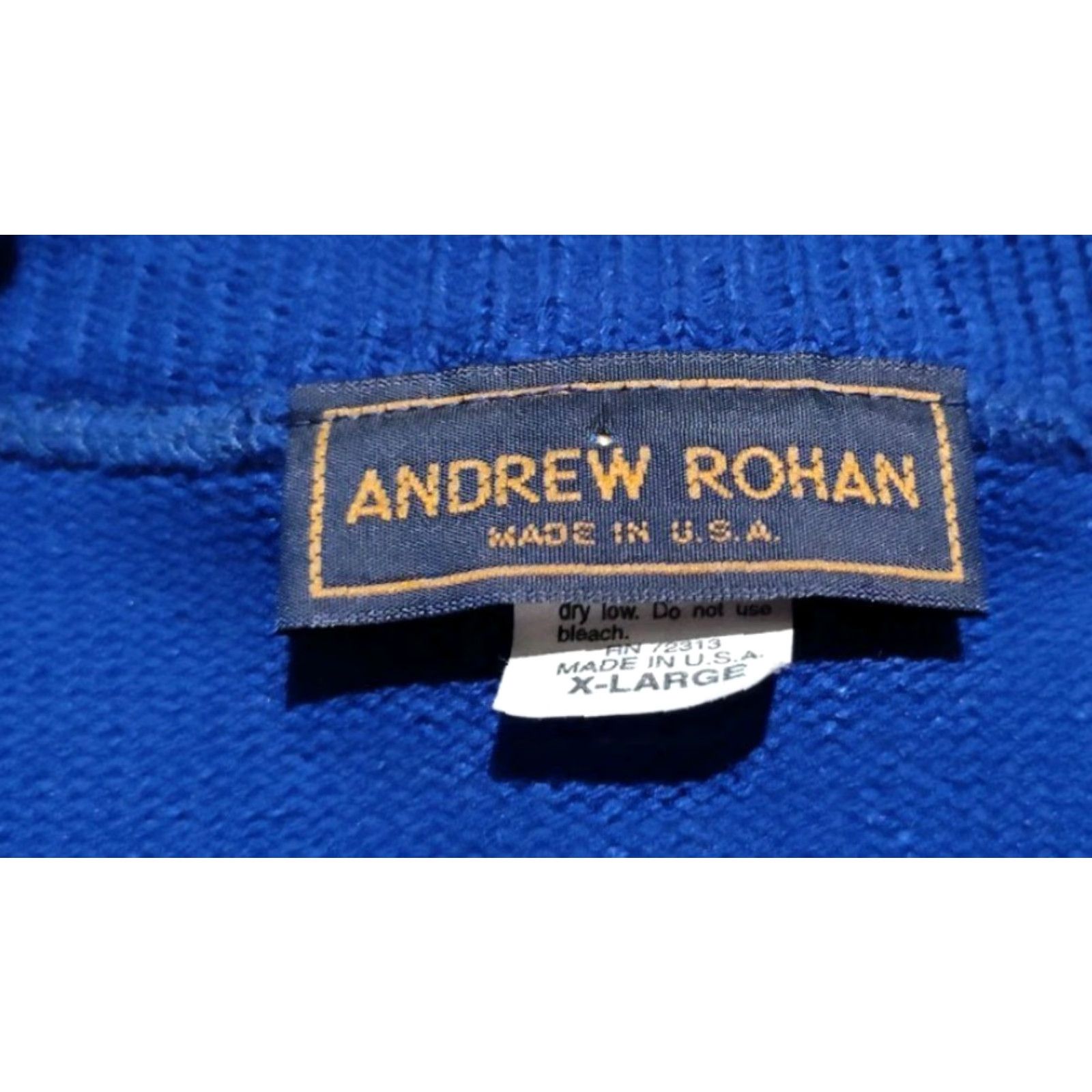 Vintage VINTAGE Andrew Rohan Men’s Sweater Pullover Long Sleeve V-Neck Mirth is King Mason Logo Blue XL Made in USA Size US XL / EU 56 / 4 - 7 Thumbnail
