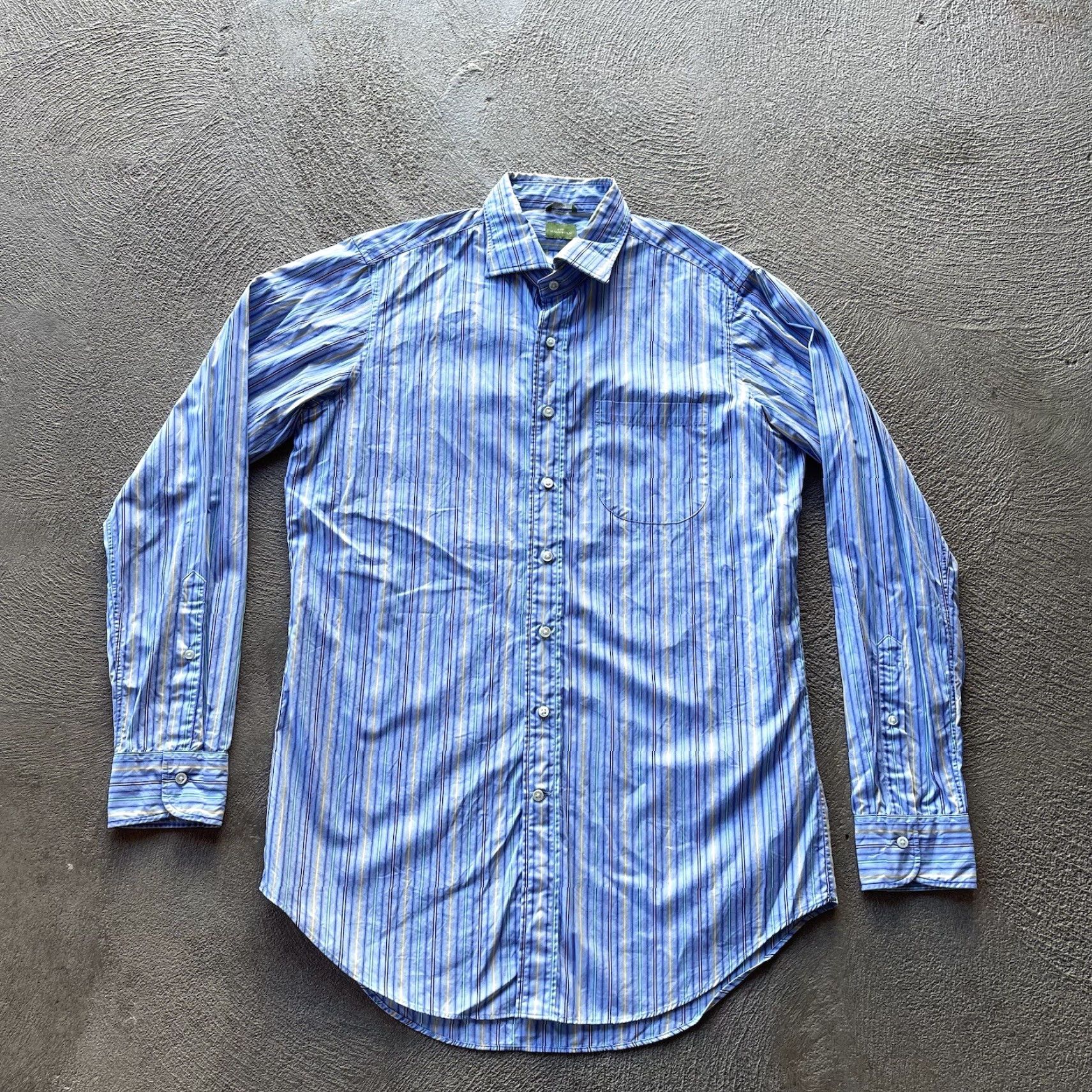 Sid Mashburn Sid Mashburn Blue Striped Button-Up Shirt Mens Medium Slim Fit Cotton Preppy Classic Size US M / EU 48-50 / 2 - 2 Thumbnail