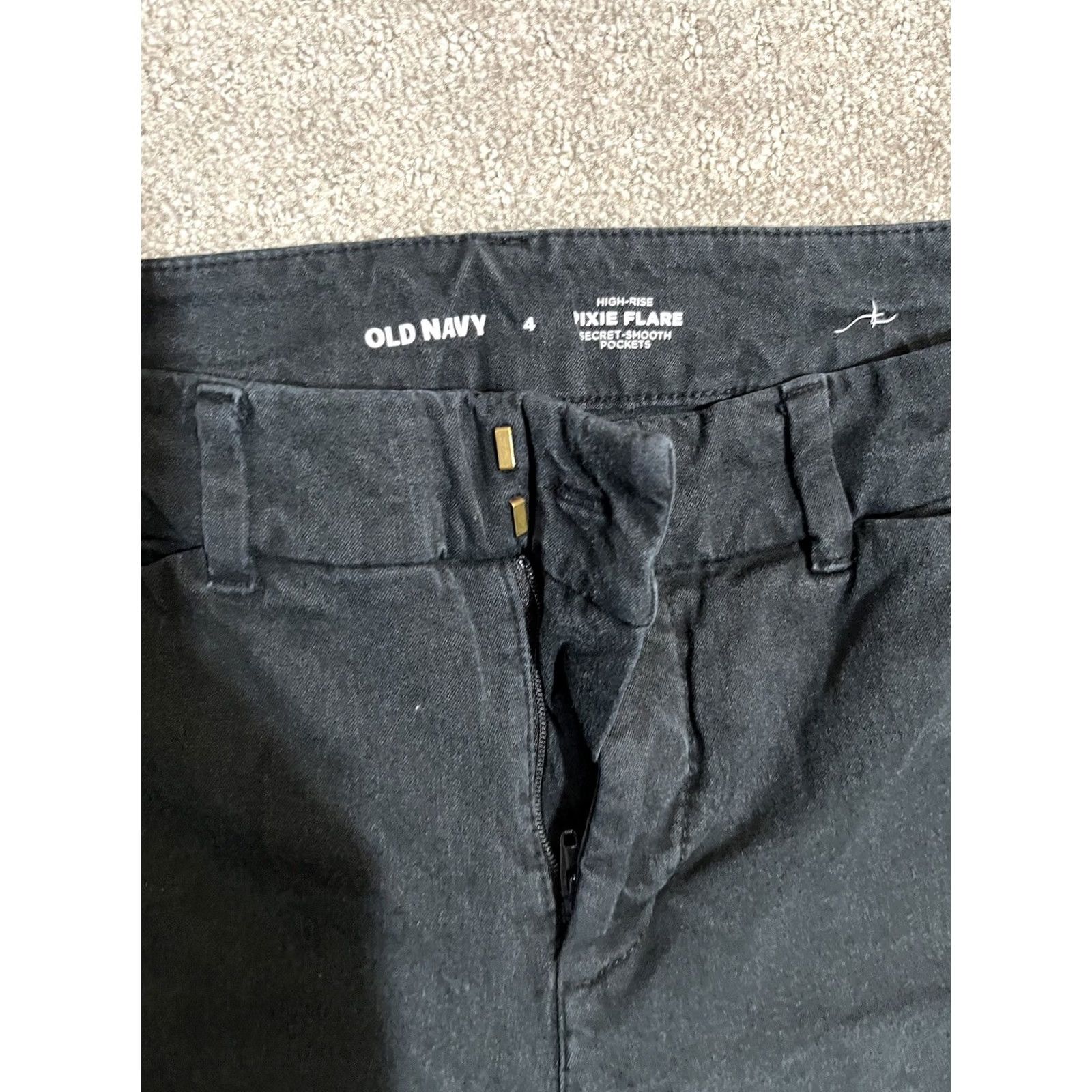 Old Navy Old Navy Womens 4 Black High Rise Pixie Flare Stretch Work Slacks - Business Casual Size 27" / US 4 / IT 40 - 5 Thumbnail
