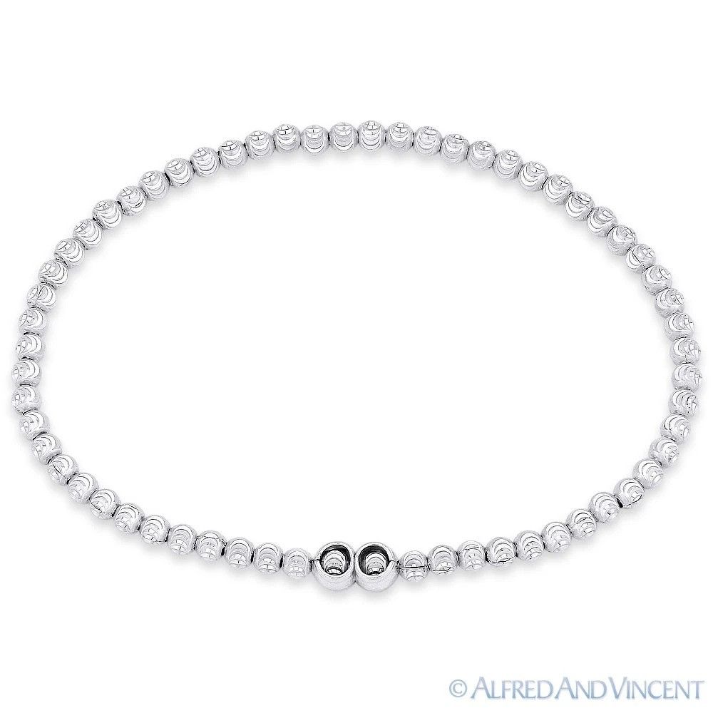 Other 3mm Moon-Cut Ball Bead Italy-Made Stretch Bracelet Size ONE SIZE - 1 Preview