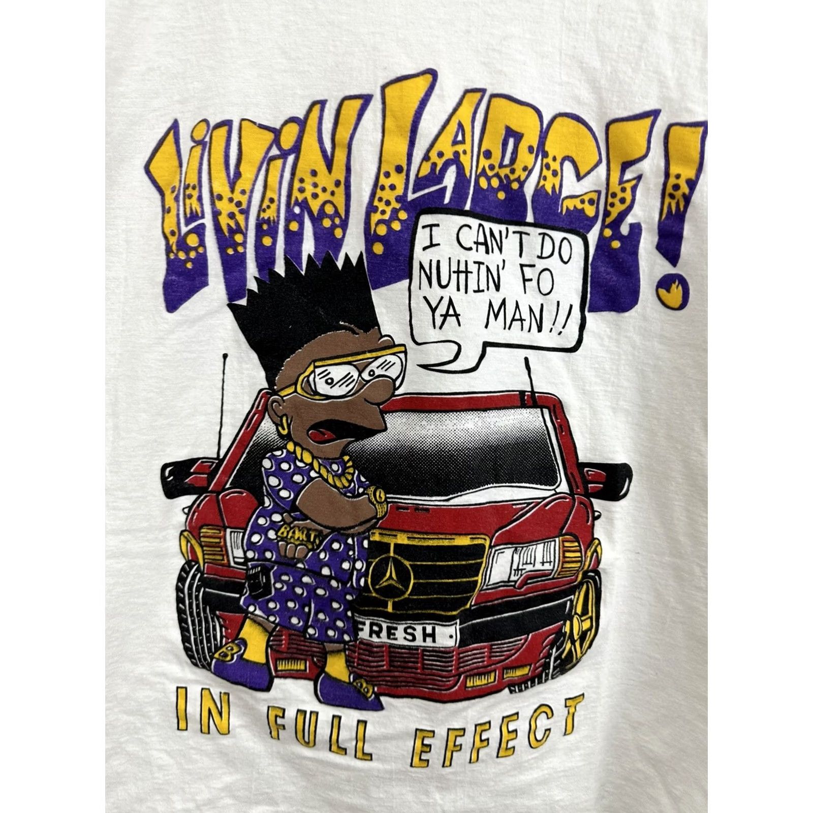 Vintage VINTAGE Bart The Simpsons Livin Large Public Enemy Mercedes Rap T-Shirt L White Mens Size US L / EU 52-54 / 3 - 2 Thumbnail