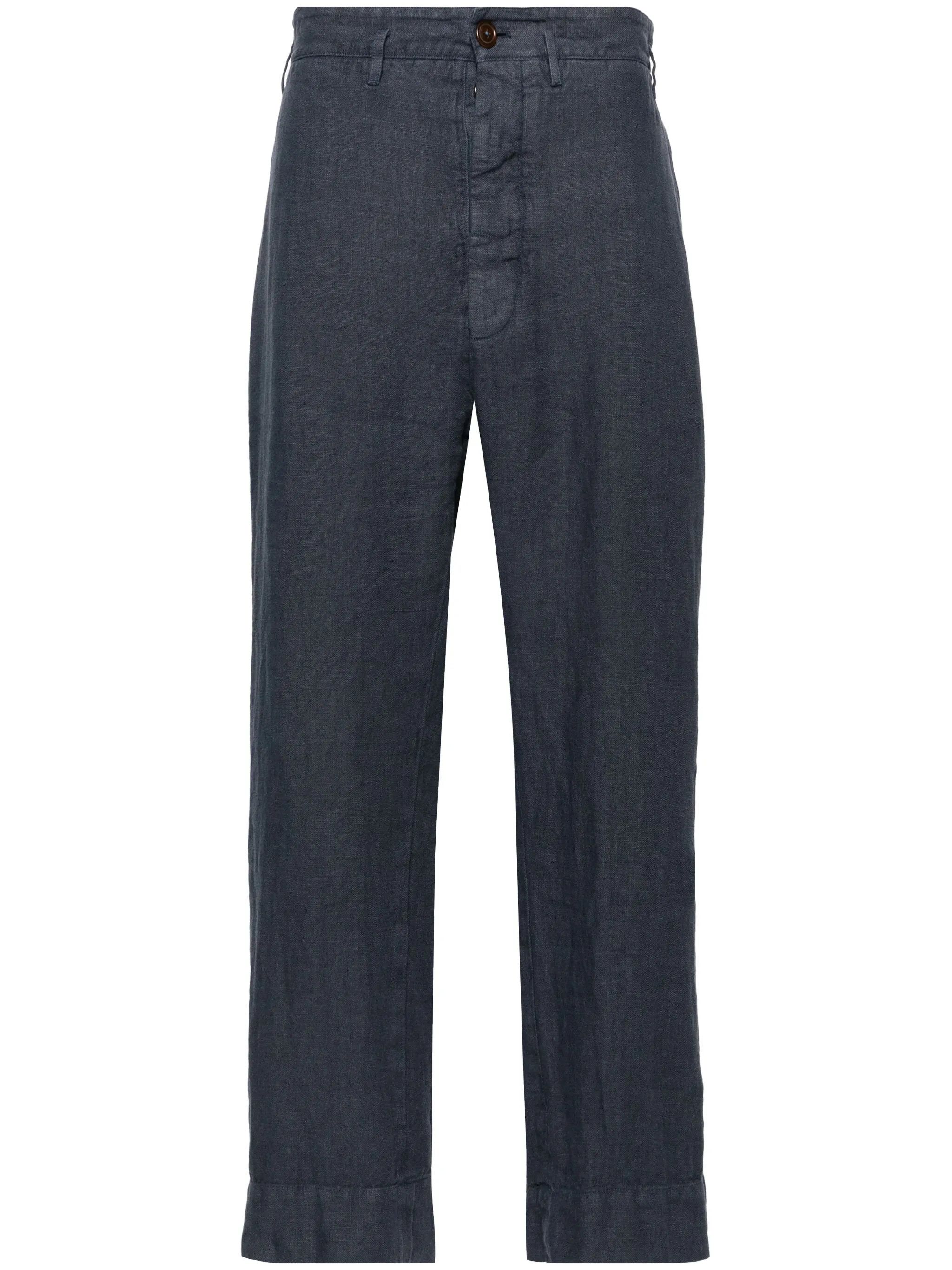 Vivienne Westwood o1f1d3z0525 Cropped Linen Trousers in Navy Blue Size US 30 / EU 46 - 1 Thumbnail