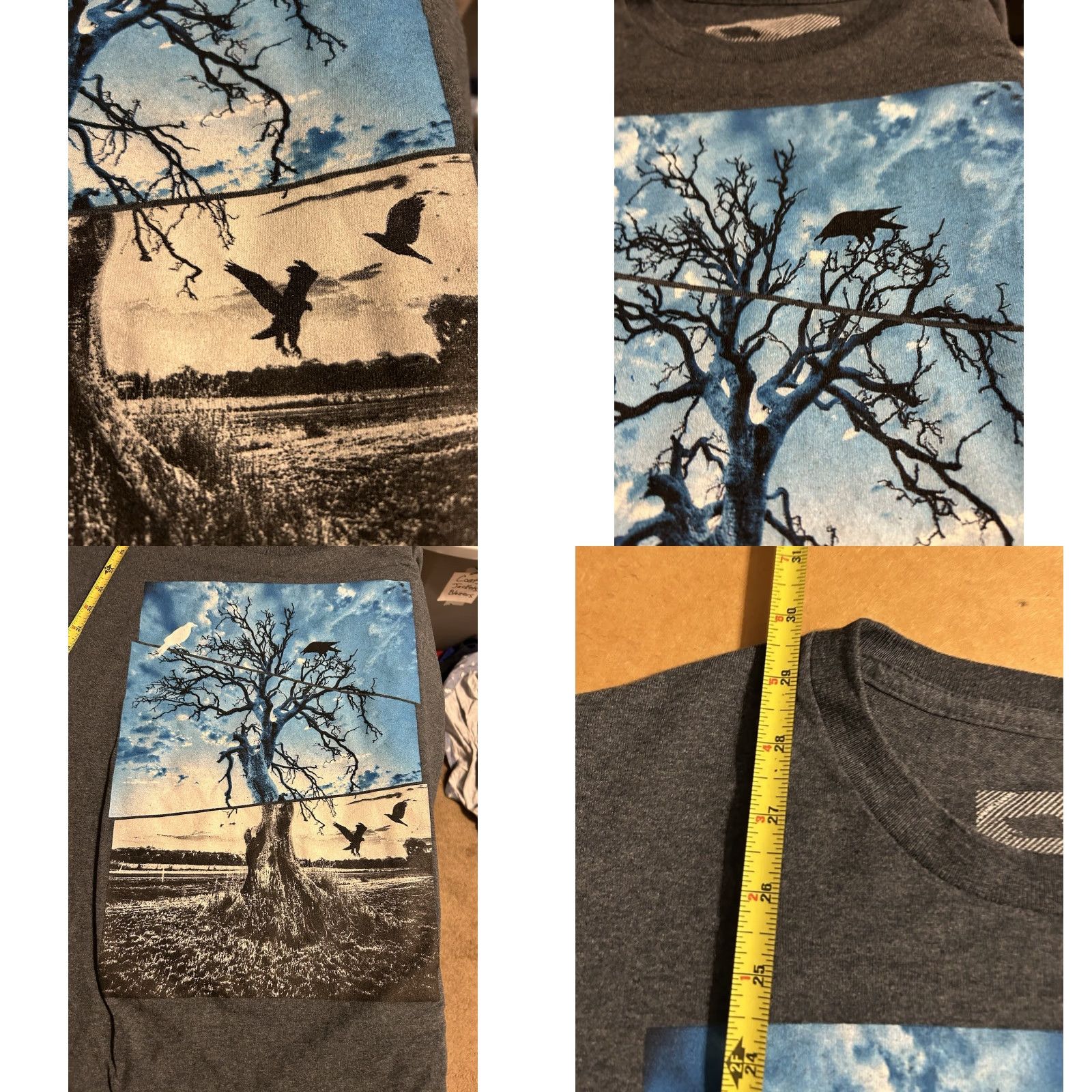Vintage Tony Hawk Skateboarding Nature T Shirt Men XL Gray Short Sleeve Birds Trees Graphic Print Size US XL / EU 56 / 4 - 8 Thumbnail