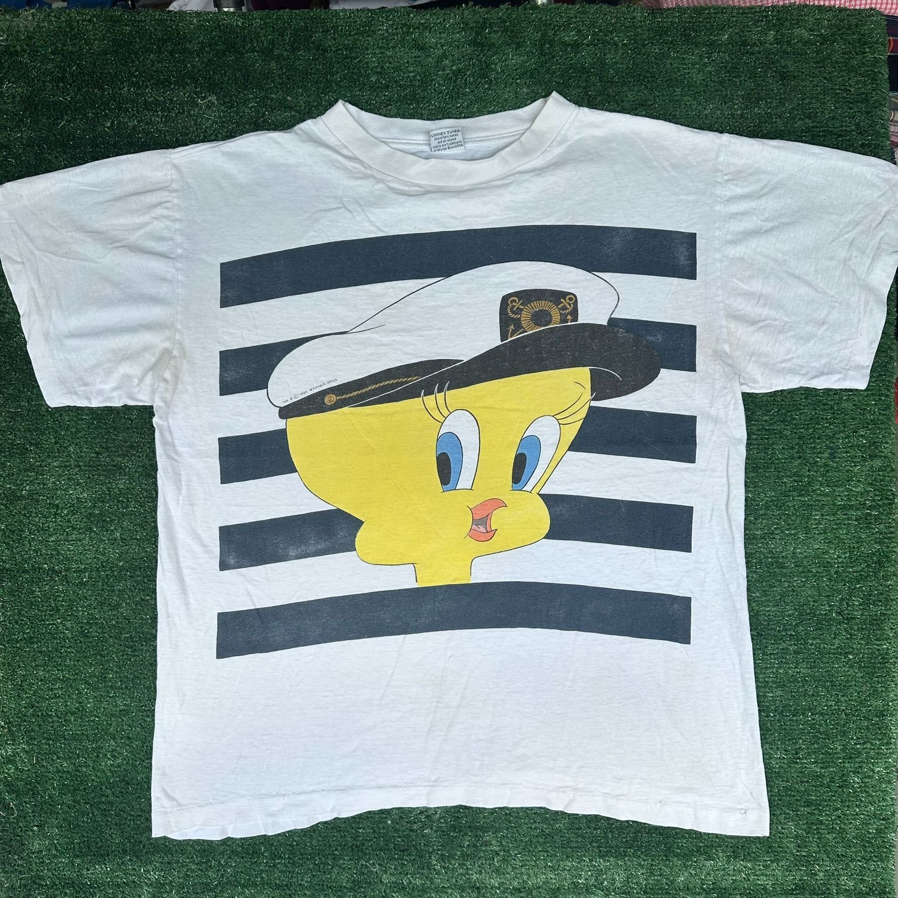 Vintage Vintage 90s Tweety Bird Sailor T-Shirt White L Single Stitch Size US L / EU 52-54 / 3 - 1 Thumbnail