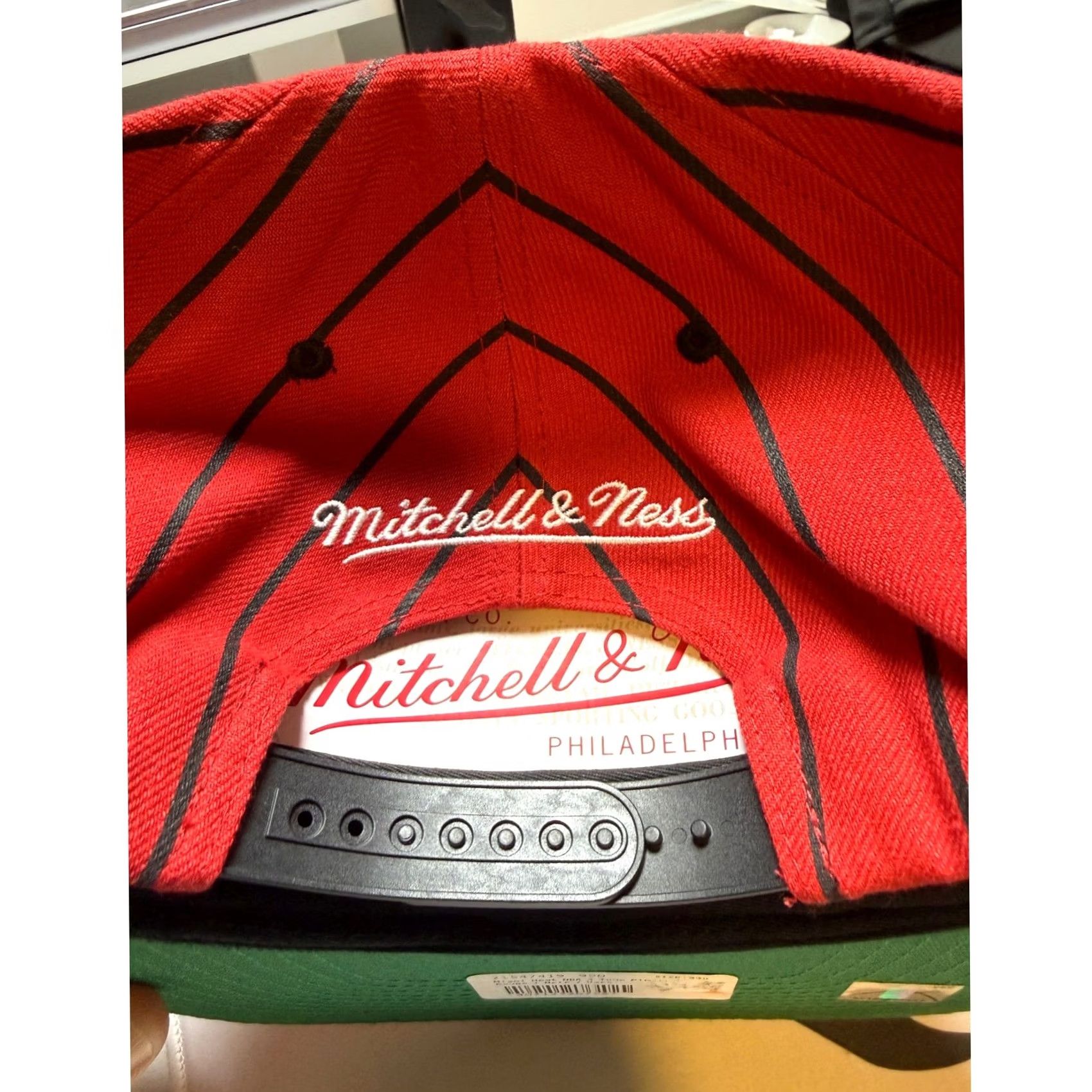 Mitchell & Ness Mitchell & Ness Miami Heat Snapback Mens OSFM Red Black Pinstripe NBA Hat Cap Size ONE SIZE - 4 Thumbnail
