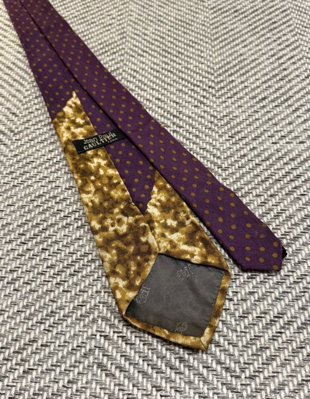 Jean Paul Gaultier Jean Paul Gaultier Polka Dot Patchwork Tie K24 Size ONE SIZE - 4 Thumbnail