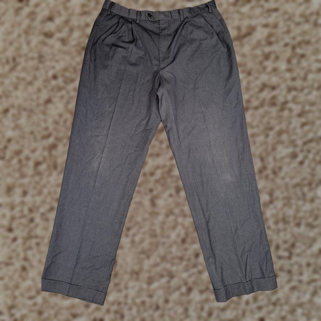 Ralph Lauren Lauren Ralph Lauren Pants Men 36x32 Gray Dress Pleated Straight Leg Office Rayon Size US 36 / EU 52 - 1 Thumbnail