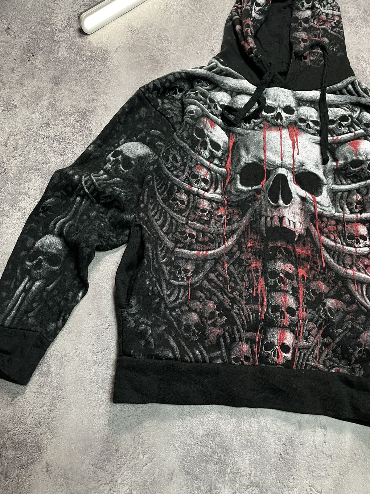 Band Tees Crazy ALLPRINT vintage 90s Skull AOP affliction style hoodie Size US S / EU 44-46 / 1 - 6 Thumbnail