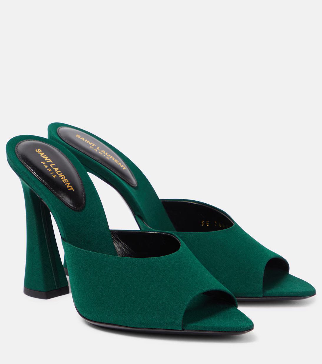 Saint Laurent Paris o1s1wg111024 Suite Crepe De Chine Mules in Dark Green Size US 9 / IT 39 - 1 Thumbnail