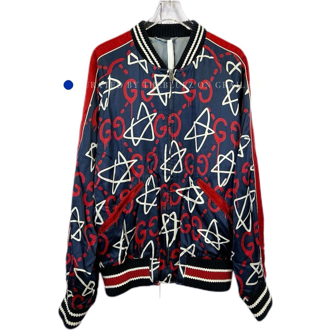 Gucci Star Print Satin Bomber Jacket in Blue Size US S / EU 44-46 / 1 - 1 Thumbnail