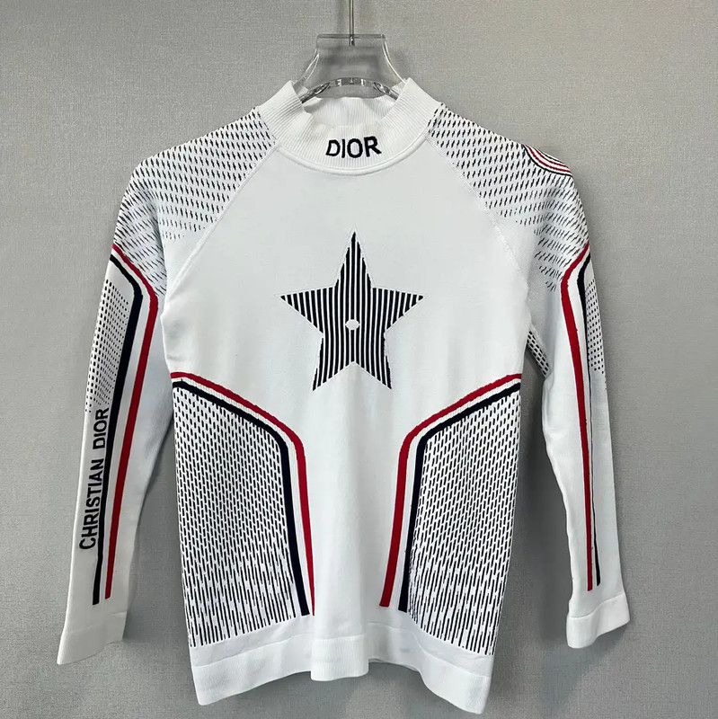 Dior Dior Women's Long Sleeve White Sweatshirt 0089 Size L / US 10 / IT 46 - 1 Thumbnail