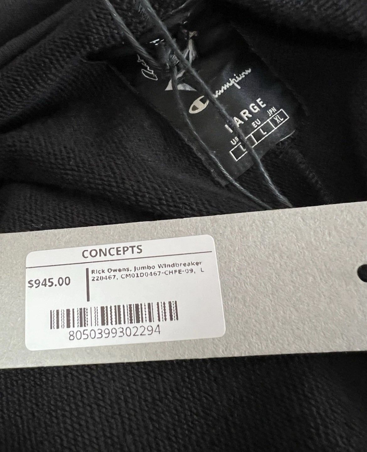 Champion × Rick Owens Rick Owens x Champion Jumbo Windbreaker Size US L / EU 52-54 / 3 - 8 Thumbnail