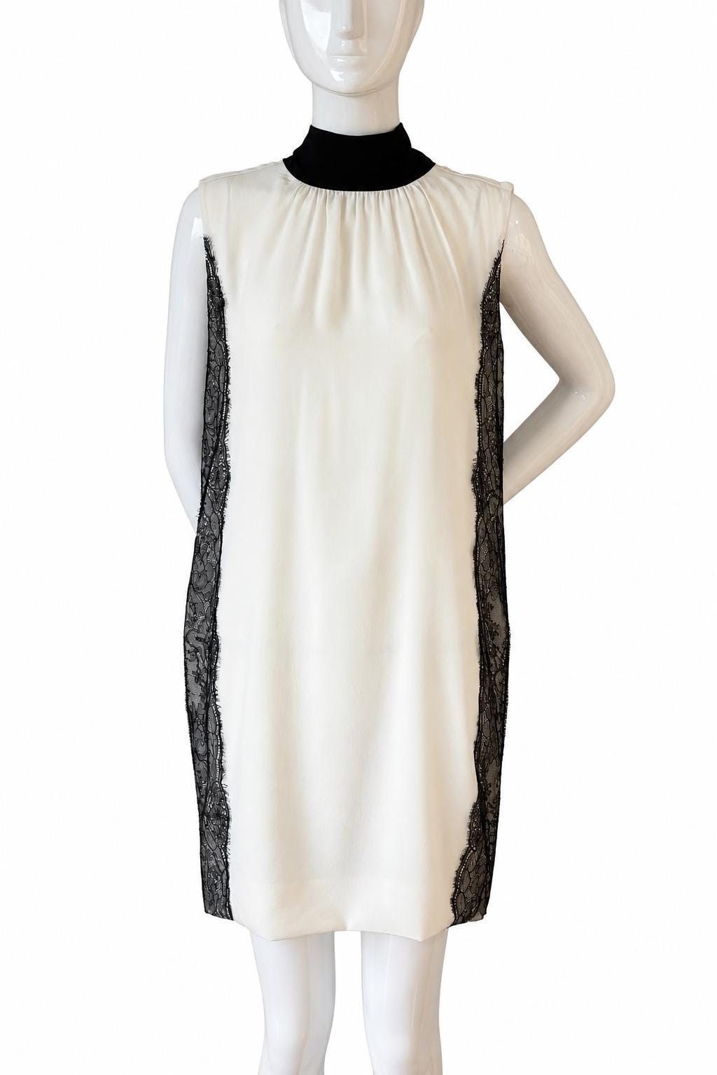 Dolce & Gabbana Dolce & Gabbana Silk Lace Shift Dress IT 42 Black Beige Size S / US 4 / IT 40 - 3 Thumbnail