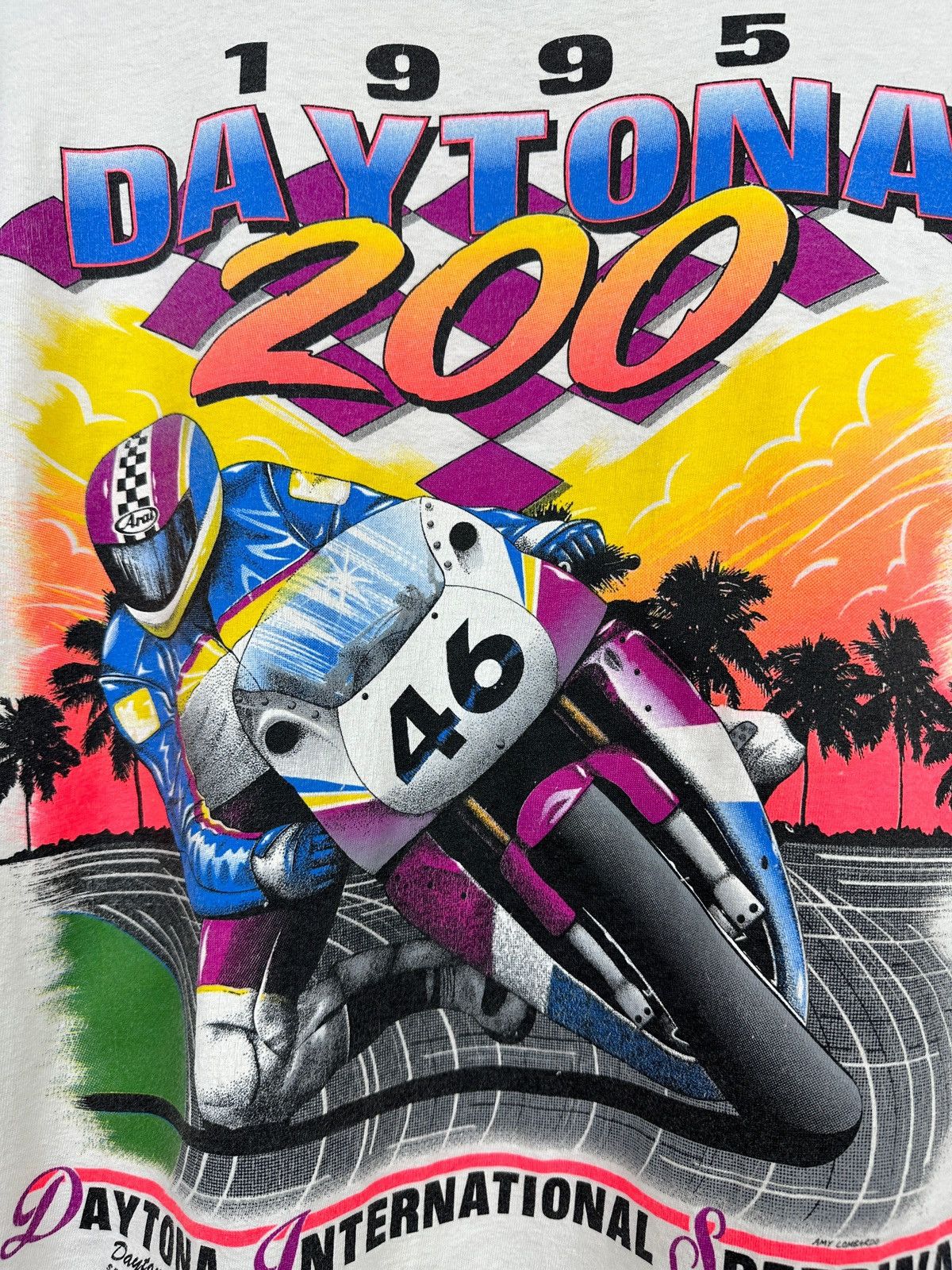 Vintage 1995 Vintage Daytona 200 Moto Single Stitch T-Shirt Size US XL / EU 56 / 4 - 9 Thumbnail
