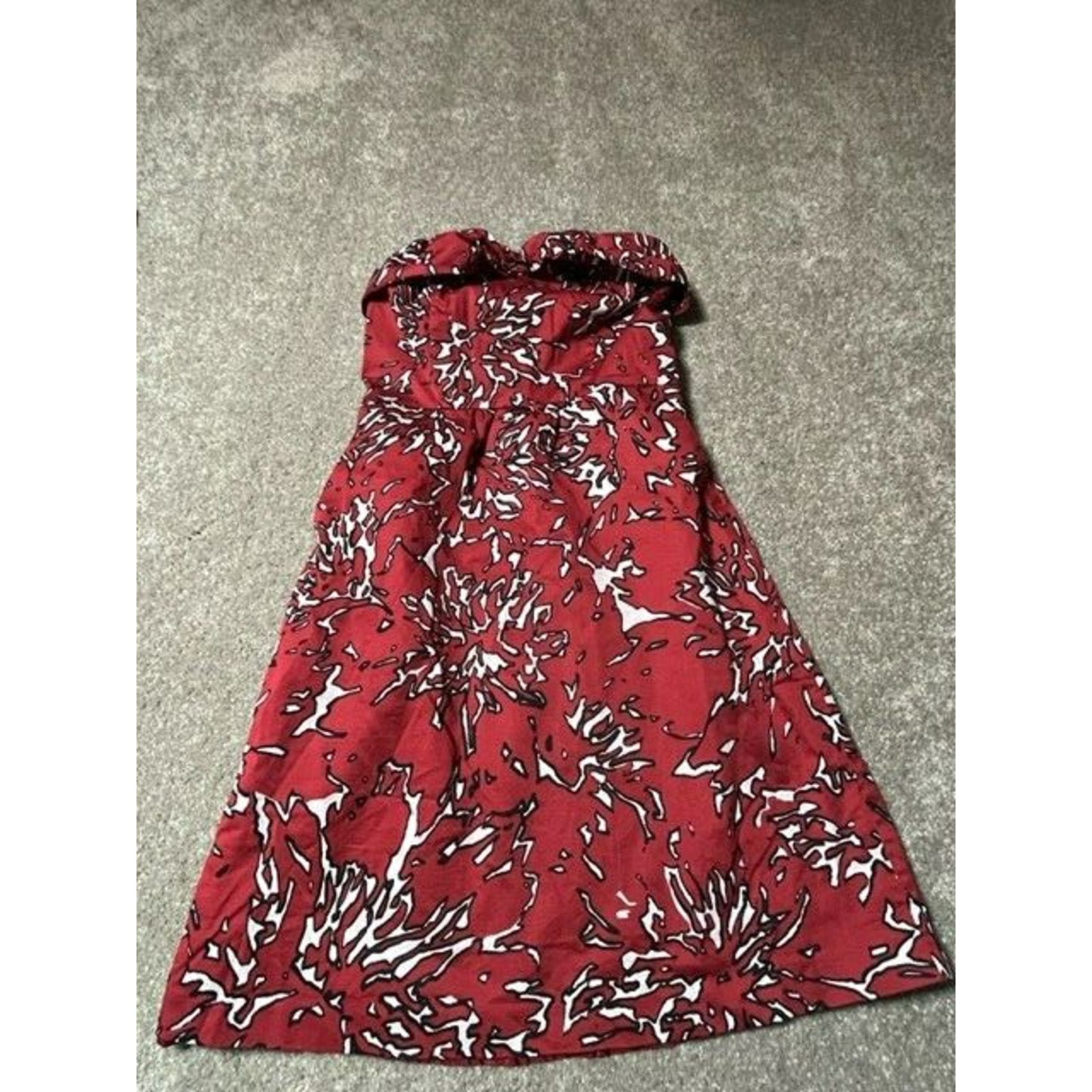 Other The Limited Dress Size 0 Abstract Strapless A Line Lined Red Size XS / US 0-2 / IT 36-38 - 3 Thumbnail