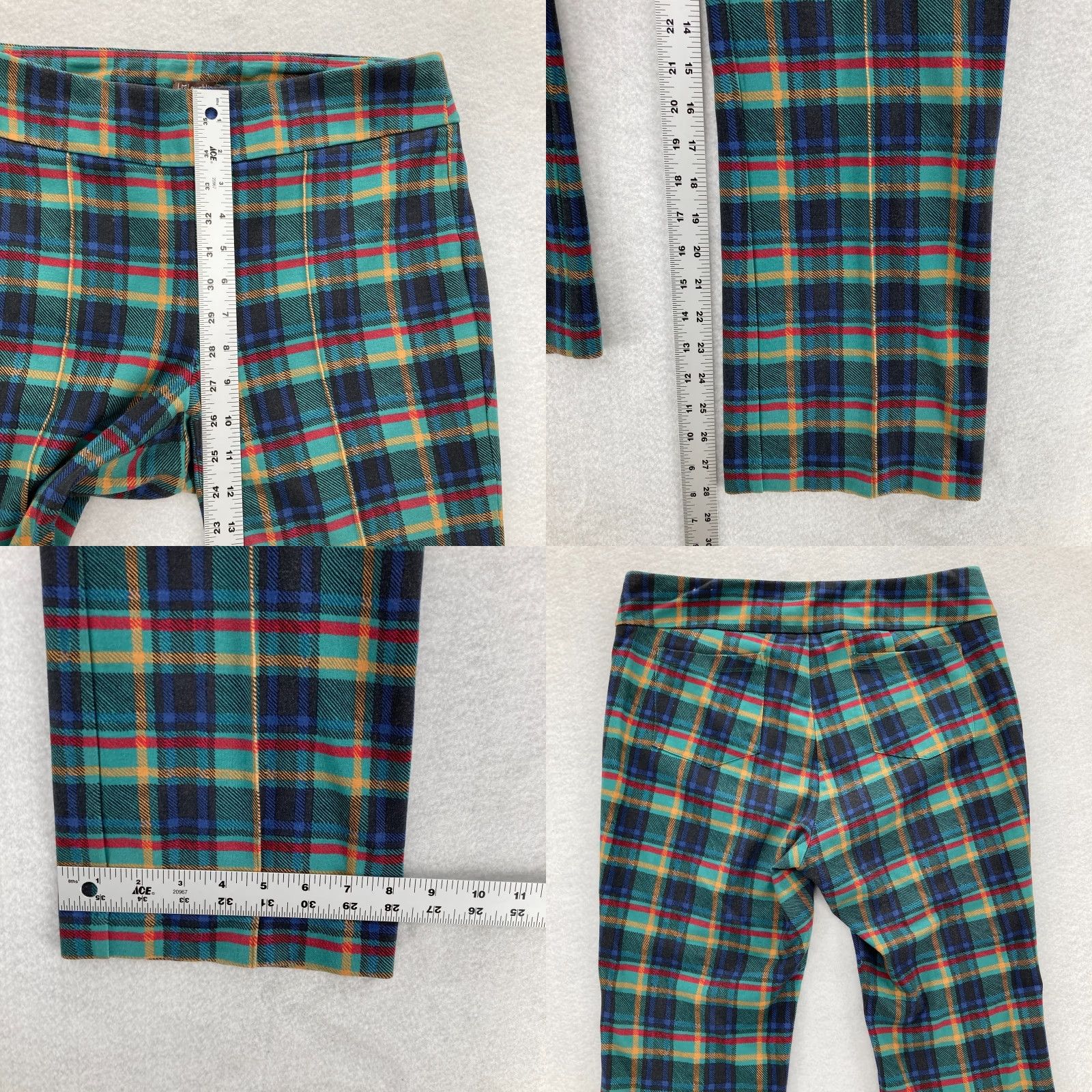 J.McLaughlin J. McLaughlin Catalina Cloth Pants Women's Medium Pull On Bootcut Green Plaid Size 32" / US 10 / IT 46 - 8 Thumbnail