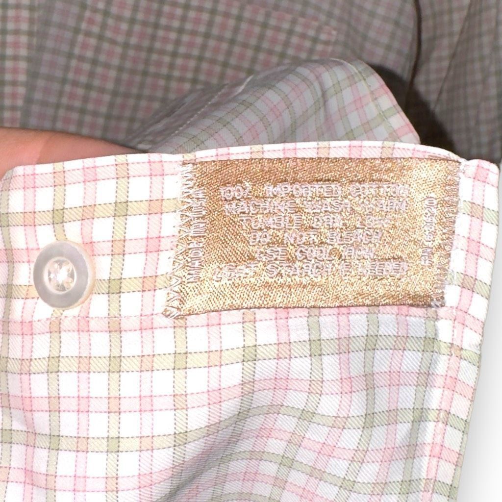 Gitman Bros. Gitman Brothers Pink & Green Allini Fabric Dress Shirt 17 Size US XL / EU 56 / 4 - 8 Thumbnail