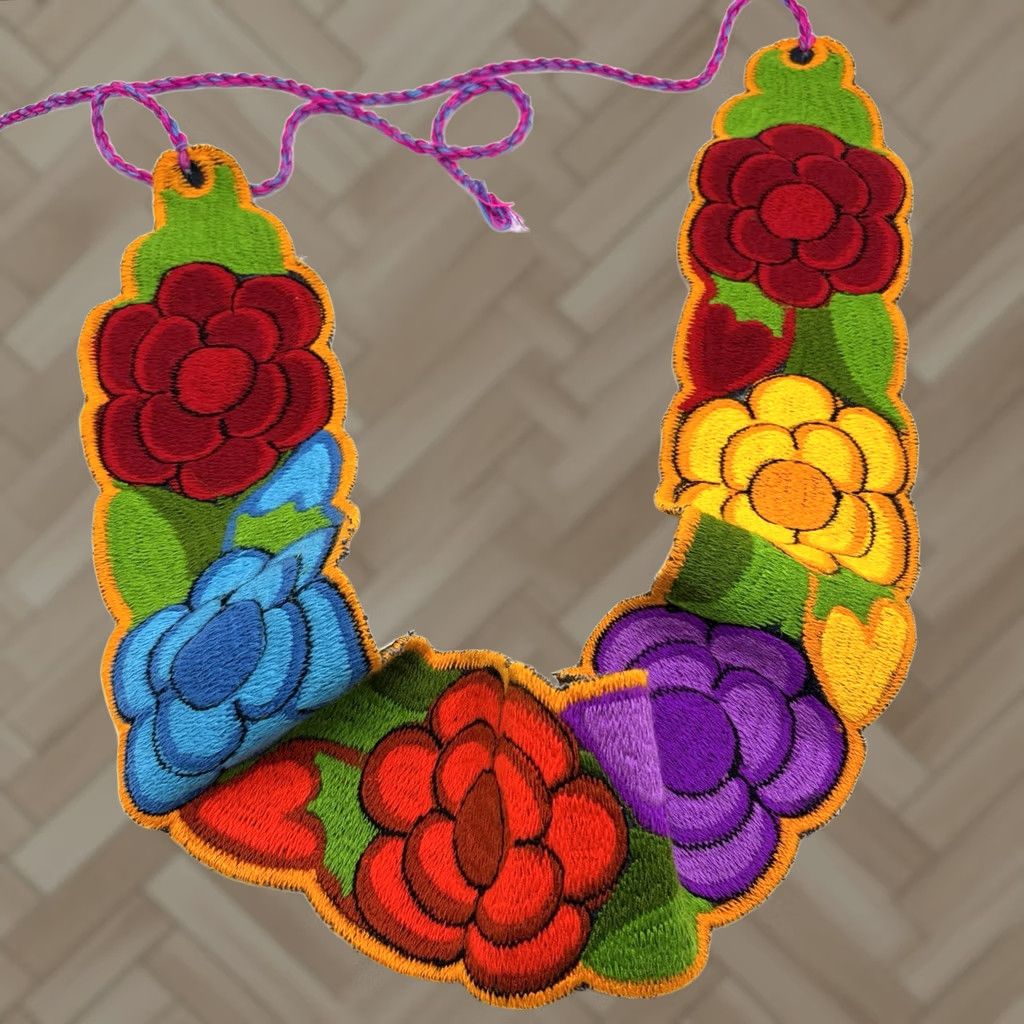 Vintage Handcrafted Mexican Embroidered Sash Belt Wide Adjustable One Size Floral Tie Size ONE SIZE - 1 Thumbnail