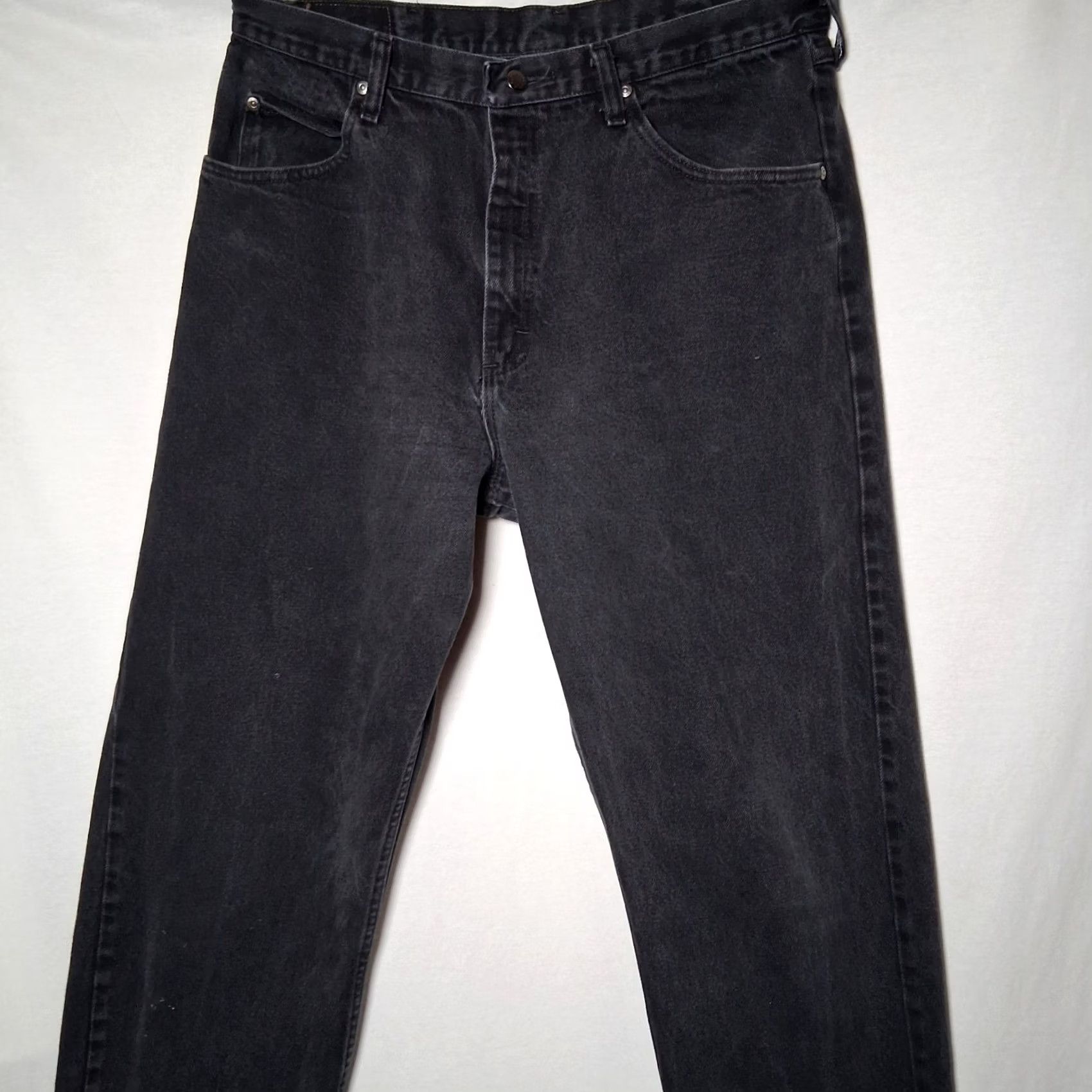 Wrangler Wrangler Jeans Men 35x33.5 Relaxed Fit Black Denim Work Pants 976T1CB Size US 35 - 3 Thumbnail