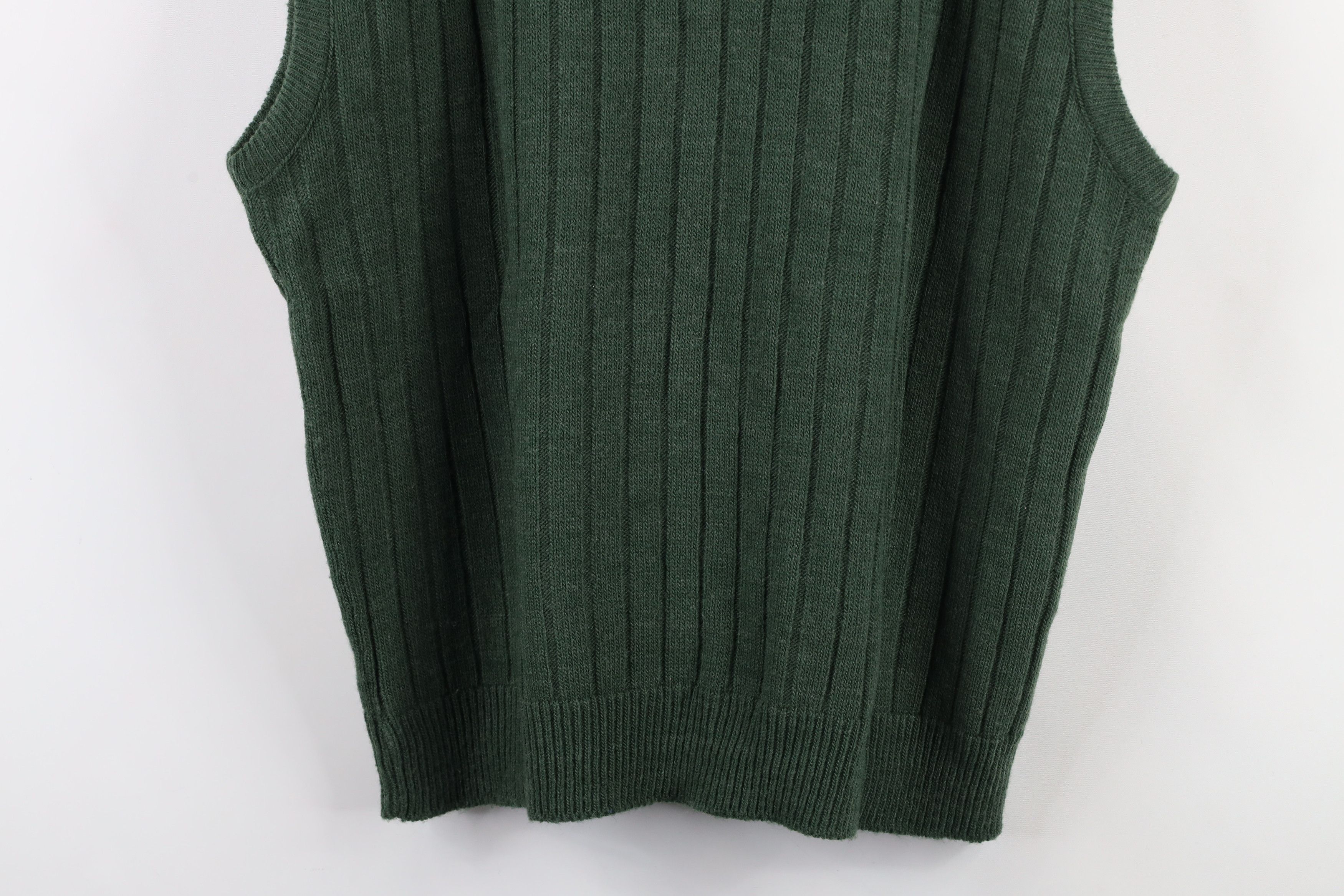 Vintage Vintage 90s Streetwear Ribbed Knit Sweater Vest Green USA Size US XL / EU 56 / 4 - 7 Thumbnail