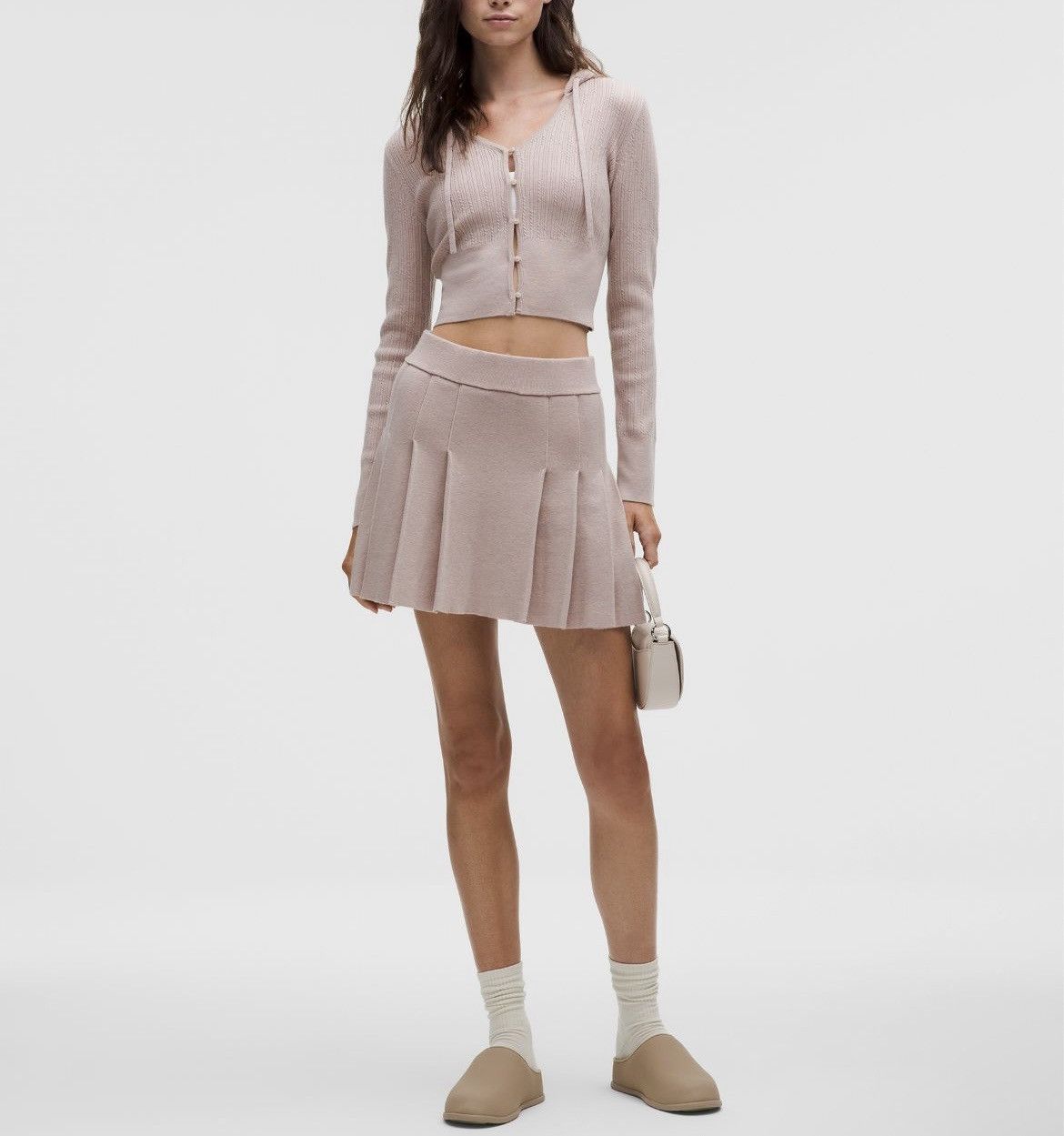 Lululemon Lululemon Ribbed Merino Wool Pleated Skirt Heathered Mink Size 31" - 1 Thumbnail