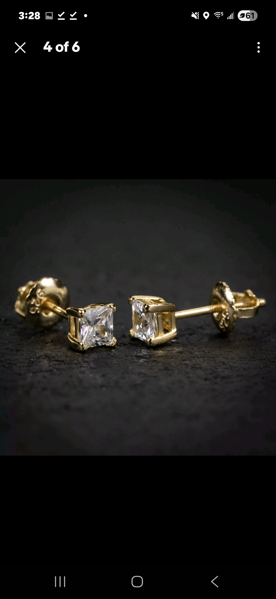 Other 1Ct Princess Cut Lab-Created Diammen's Stud Earring Size ONE SIZE - 4 Thumbnail