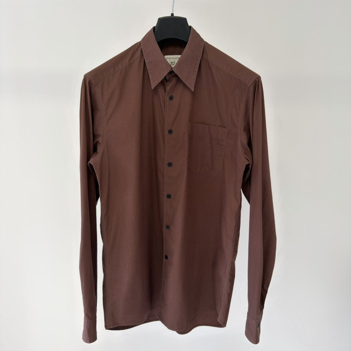 Dries Van Noten 1990s Chocolate Brown Cotton Shirt Size US M / EU 48-50 / 2 - 2 Thumbnail