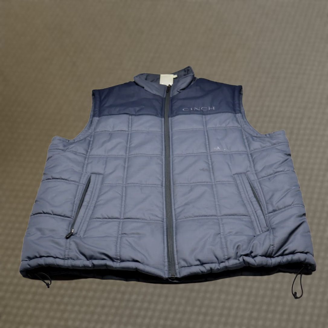 Vintage Cinch Vest Mens XL Blue Quilted Fleece Lined Insulated Puffer Winter Light Pack Size US XL / EU 56 / 4 - 1 Thumbnail