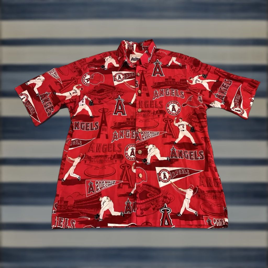 Reyn Spooner Reyn Spooner Los Angeles Anaheim Angels 2002 World Series Champions Button Shirt Men M/L Red Cotton Short Sleeve Baseball Century Size US M / EU 48-50 / 2 - 1 Thumbnail