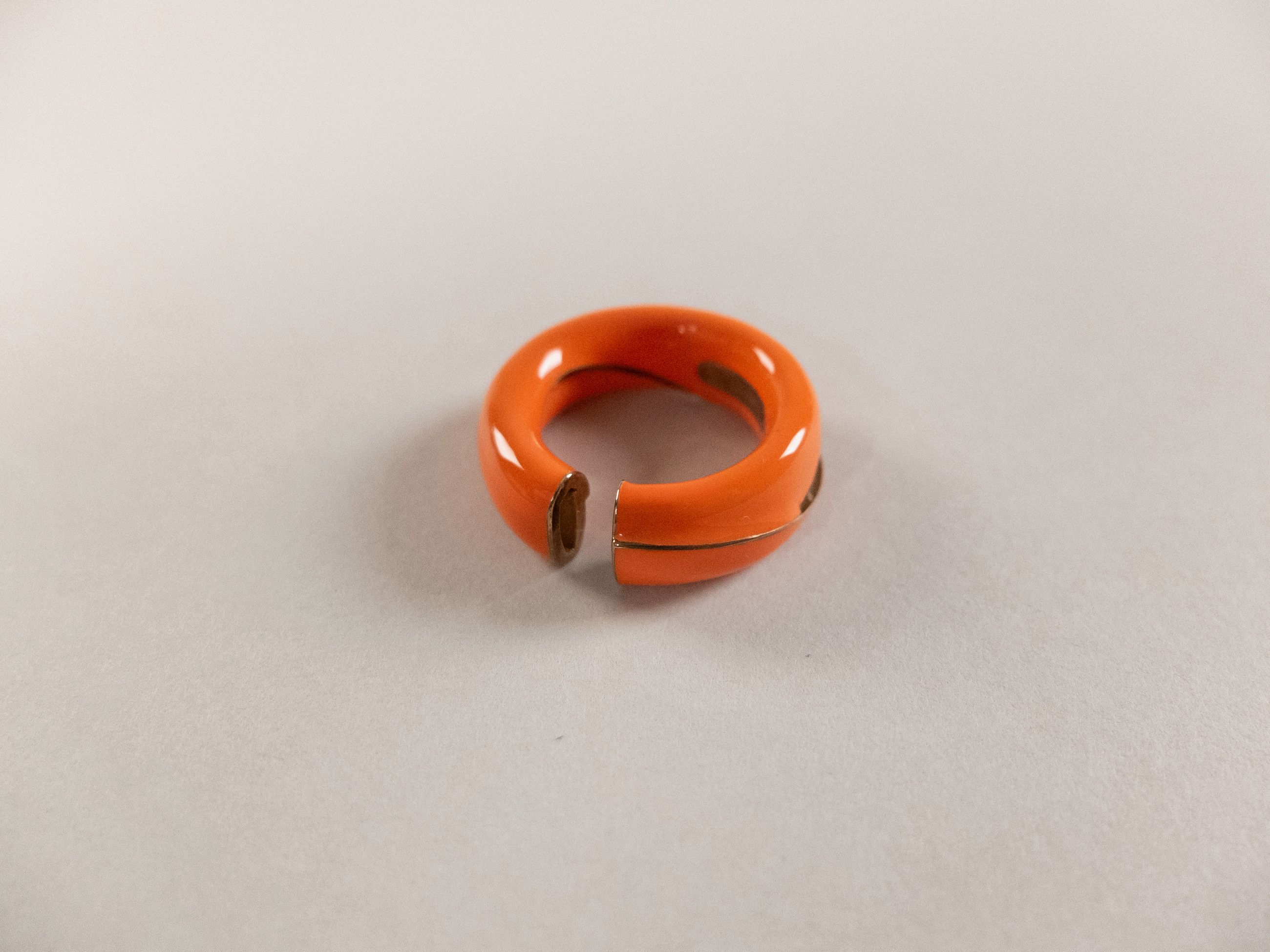 Bottega Veneta BOTTEGA VENETA Fold orange ring enamel & silver ring 15 q Size ONE SIZE - 5 Thumbnail