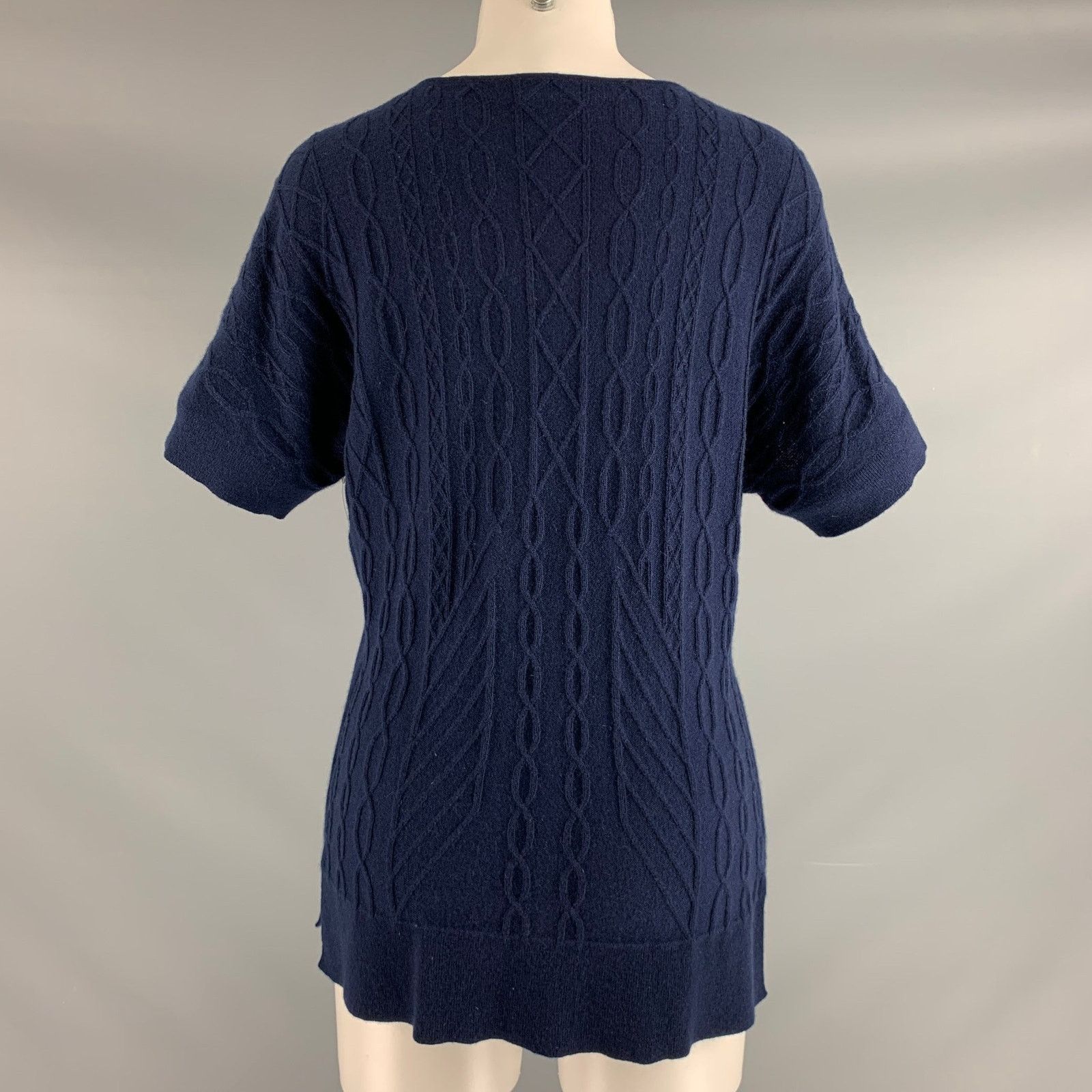 Tse TSE Size M Navy Cashmere Short Sleeve Casual Top Size M / US 6-8 / IT 42-44 - 3 Thumbnail
