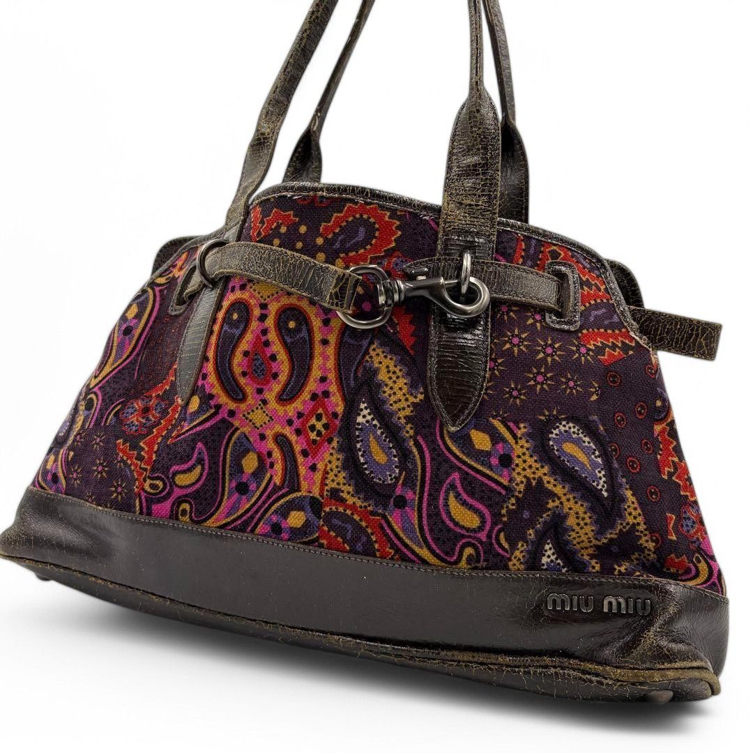 Miu Miu Miu Miu - Red Paisley Vintage Shoulder Bag Handbag Leather Size ONE SIZE - 2 Thumbnail