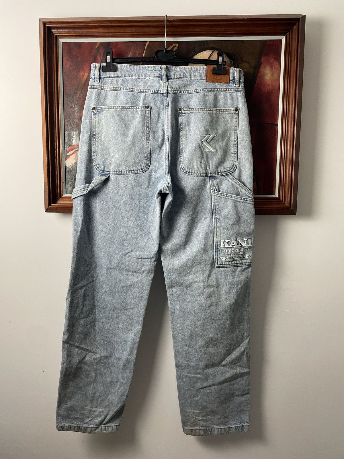Karl Kani Denim Pant Streetwear Rap Hype Jeans Single Knee