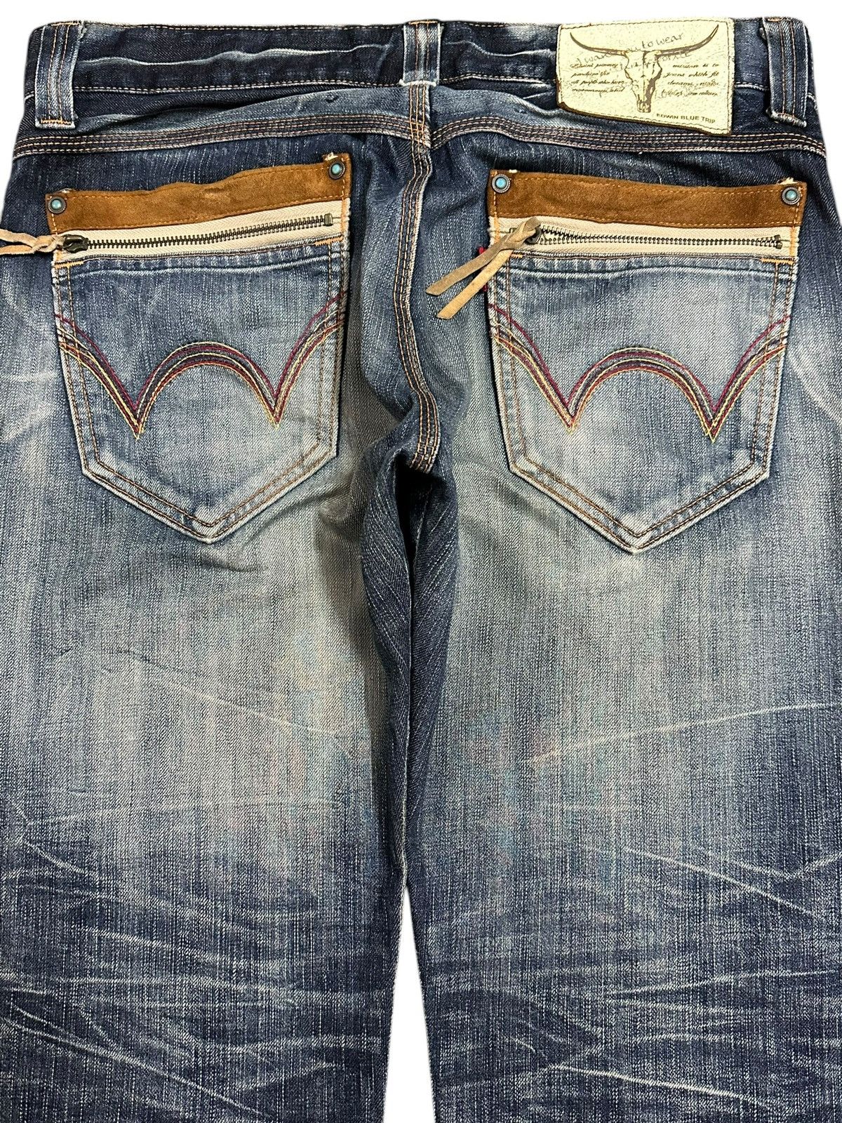 Edwin Vintage Edwin Blue Trip Faded Wash Distressed Bootcut Jeans Size US 34 / EU 50 - 5 Thumbnail