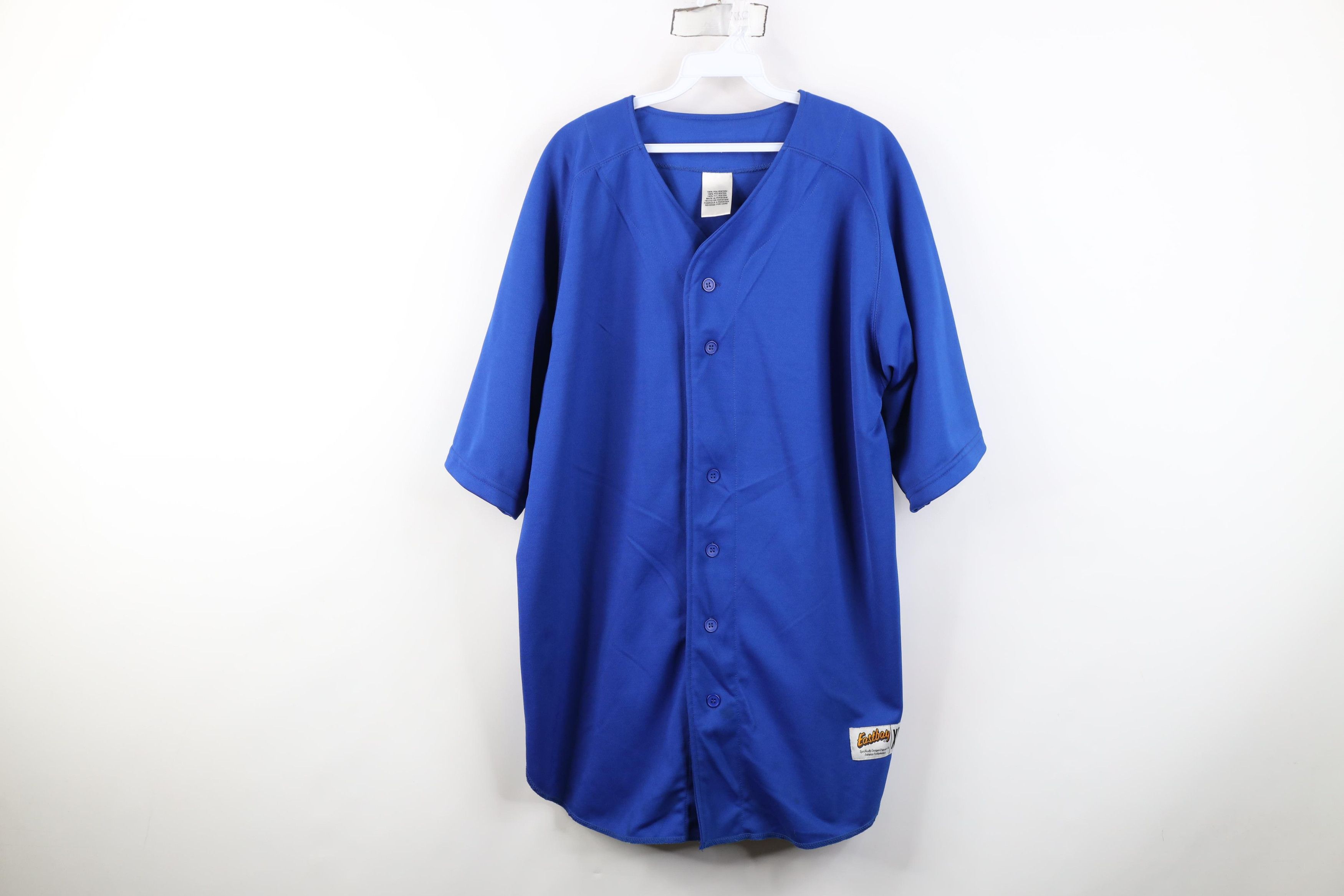 Vintage Vintage 90s Y2K Streetwear Knit Baseball Jersey Royal Blue Size US XL / EU 56 / 4 - 1 Thumbnail