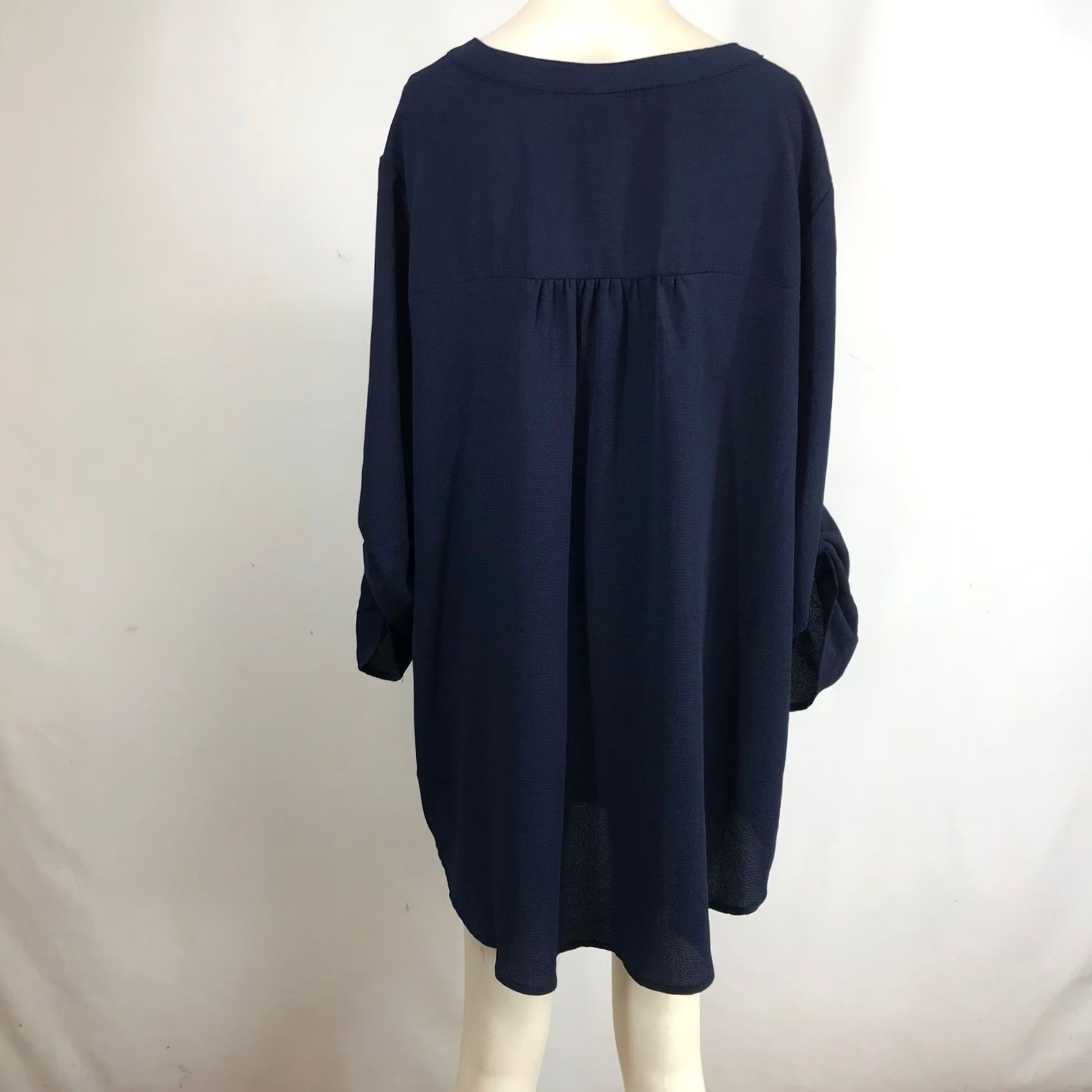 Vintage Evans Navy Blue Zipper Pleated Tunic Shirt Top Plus Size 22/24 Women Shirt Size 3XL / US 20-22 - 5 Thumbnail