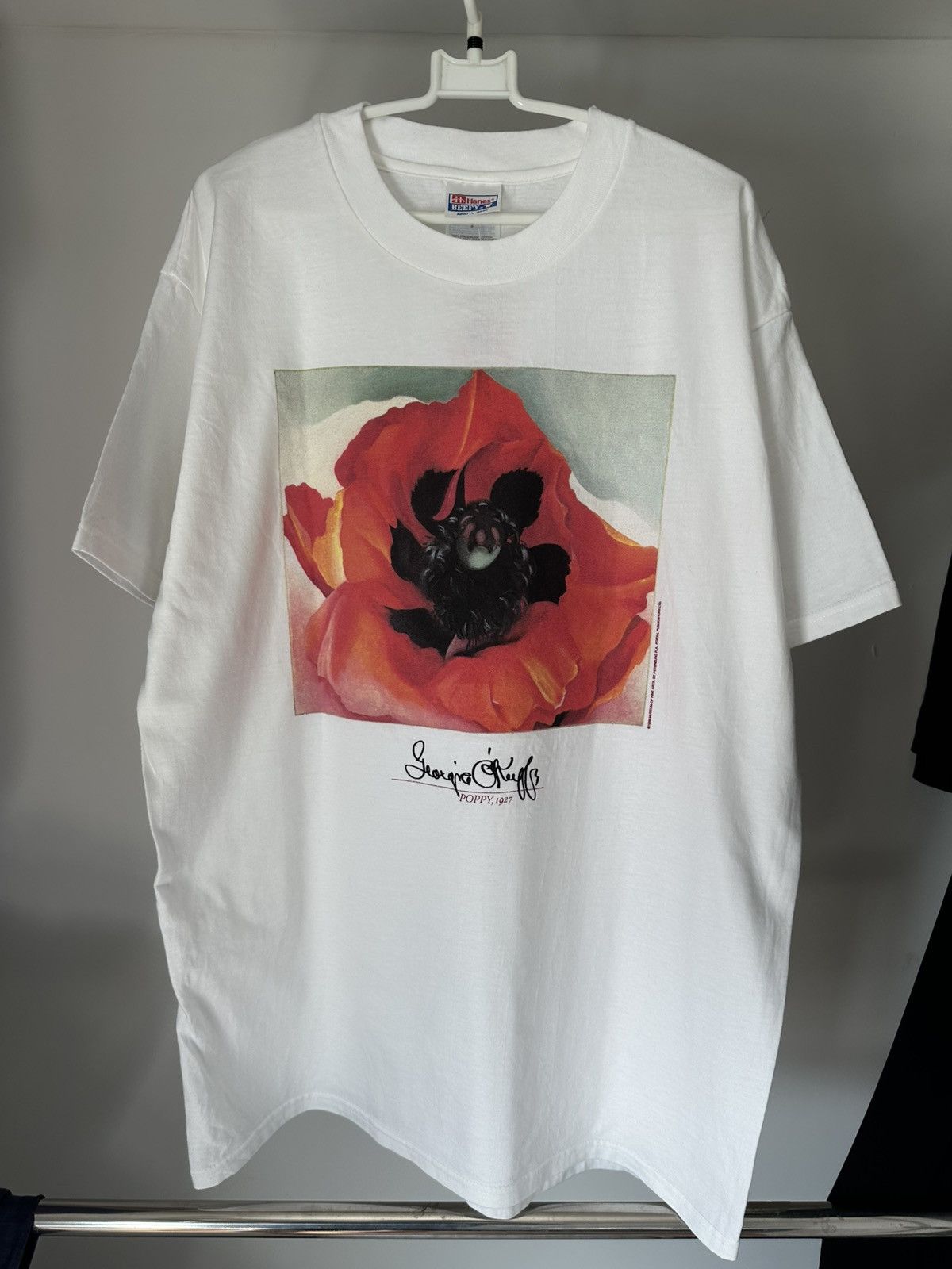 Hanes Vintage Georgia O’keeffe Shirt “Red Poppy” Size US L / EU 52-54 / 3 - 2 Thumbnail