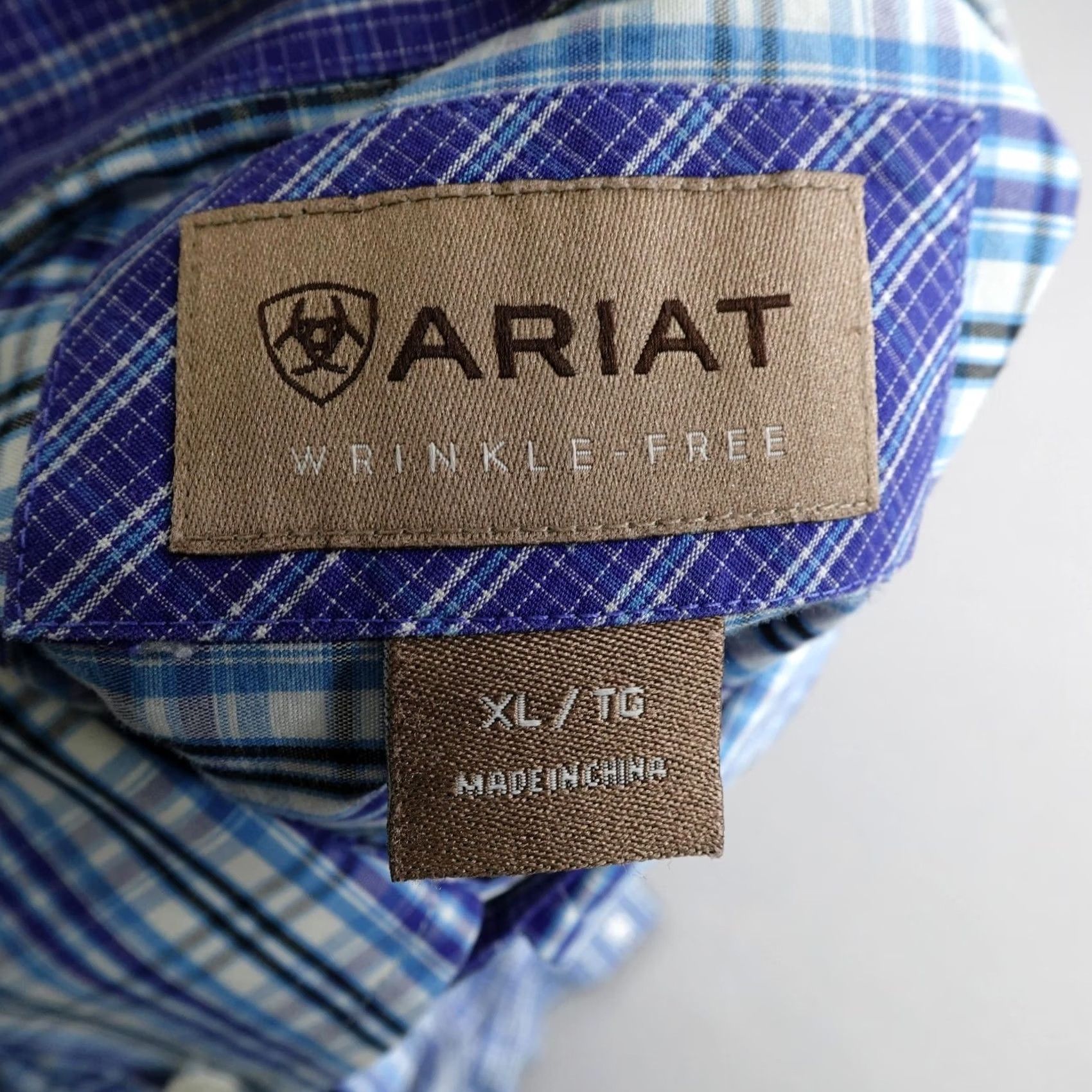 Ariat Ariat Shirt Mens XL Blue Plaid Button Up Western Work Long Sleeve Wrinkle Free Size US XL / EU 56 / 4 - 6 Thumbnail