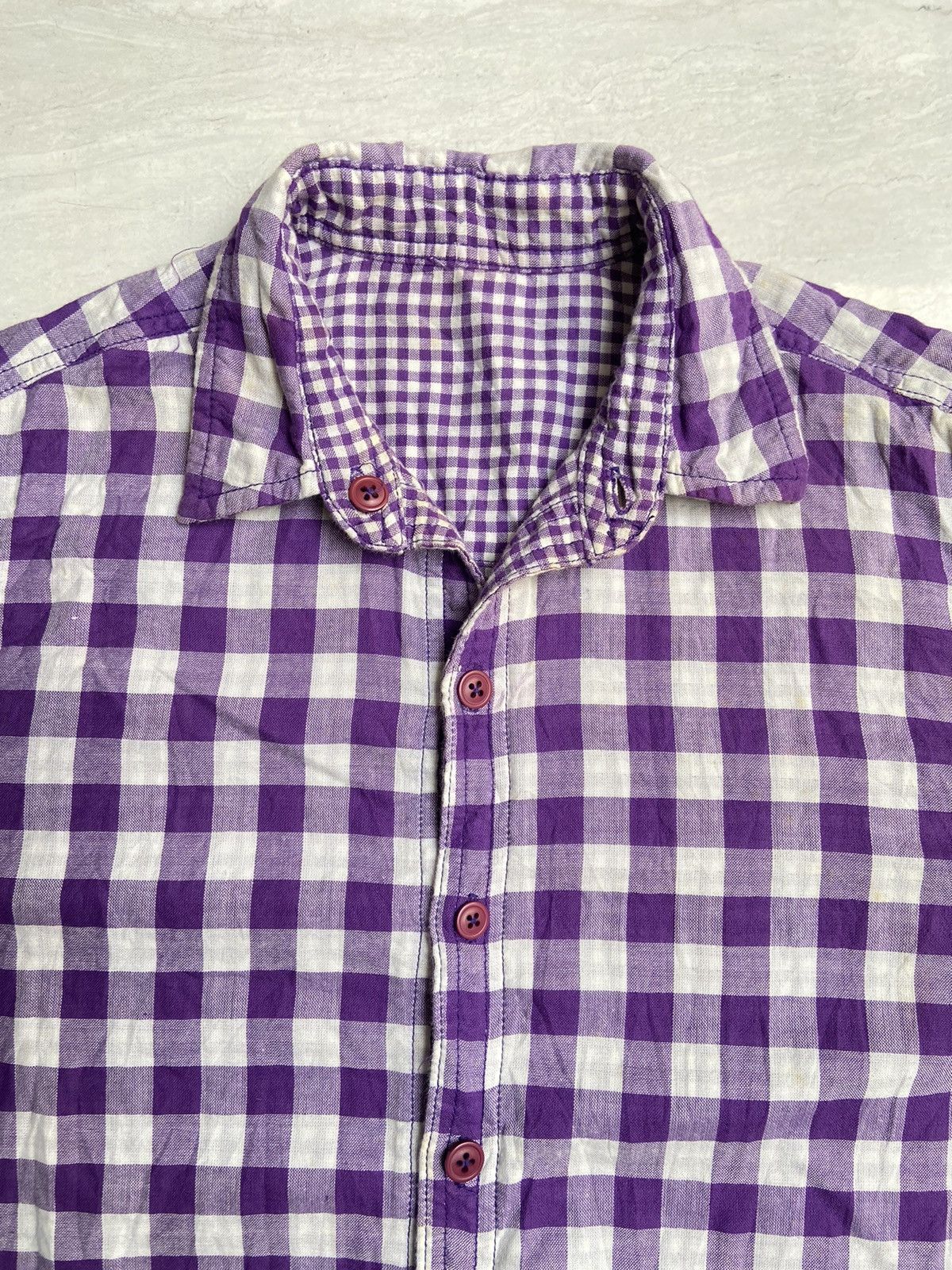 Japanese Brand × Neighborhood × izzue IZZUE Purple Plaid Shirt Size US S / EU 44-46 / 1 - 9 Thumbnail