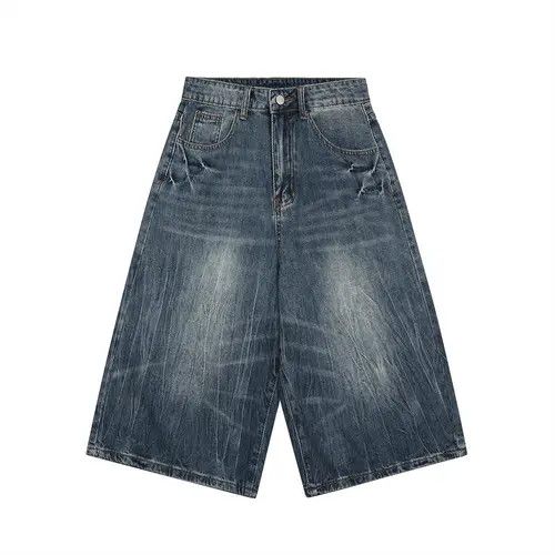 Japanese Brand × Jean Distressed washed cracked men's workwear denim shorts Size US 32 / EU 48 - 1 Thumbnail