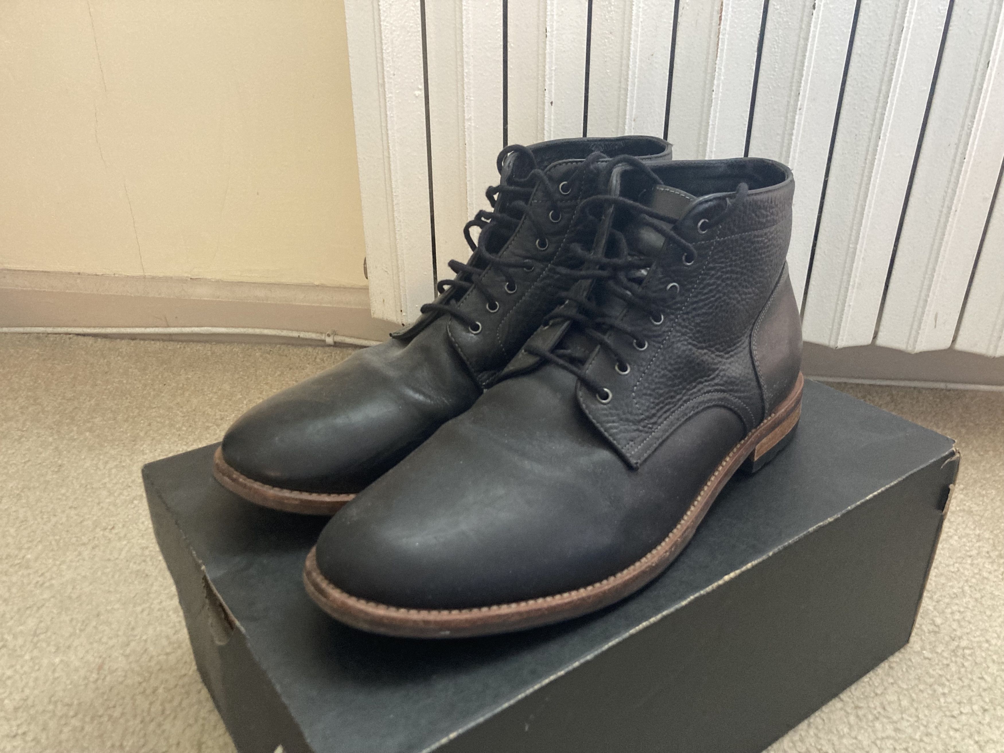 Warfield and Grand Black Brogue Boots Warfield &Amp; Grand Madison Leather Lace-up Cap Toe Boots  main image 2