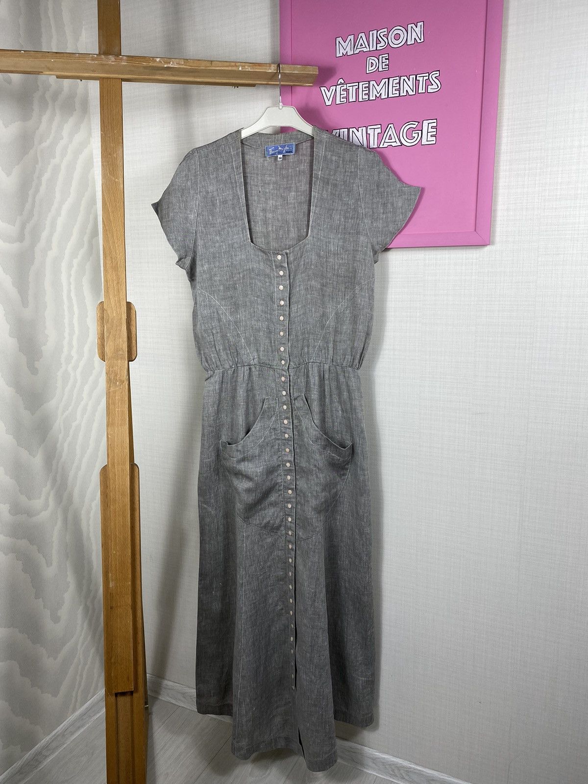 Thierry Mugler × Vintage Thierry Mugler Linen Dress Size S / US 4 / IT 40 - 3 Thumbnail