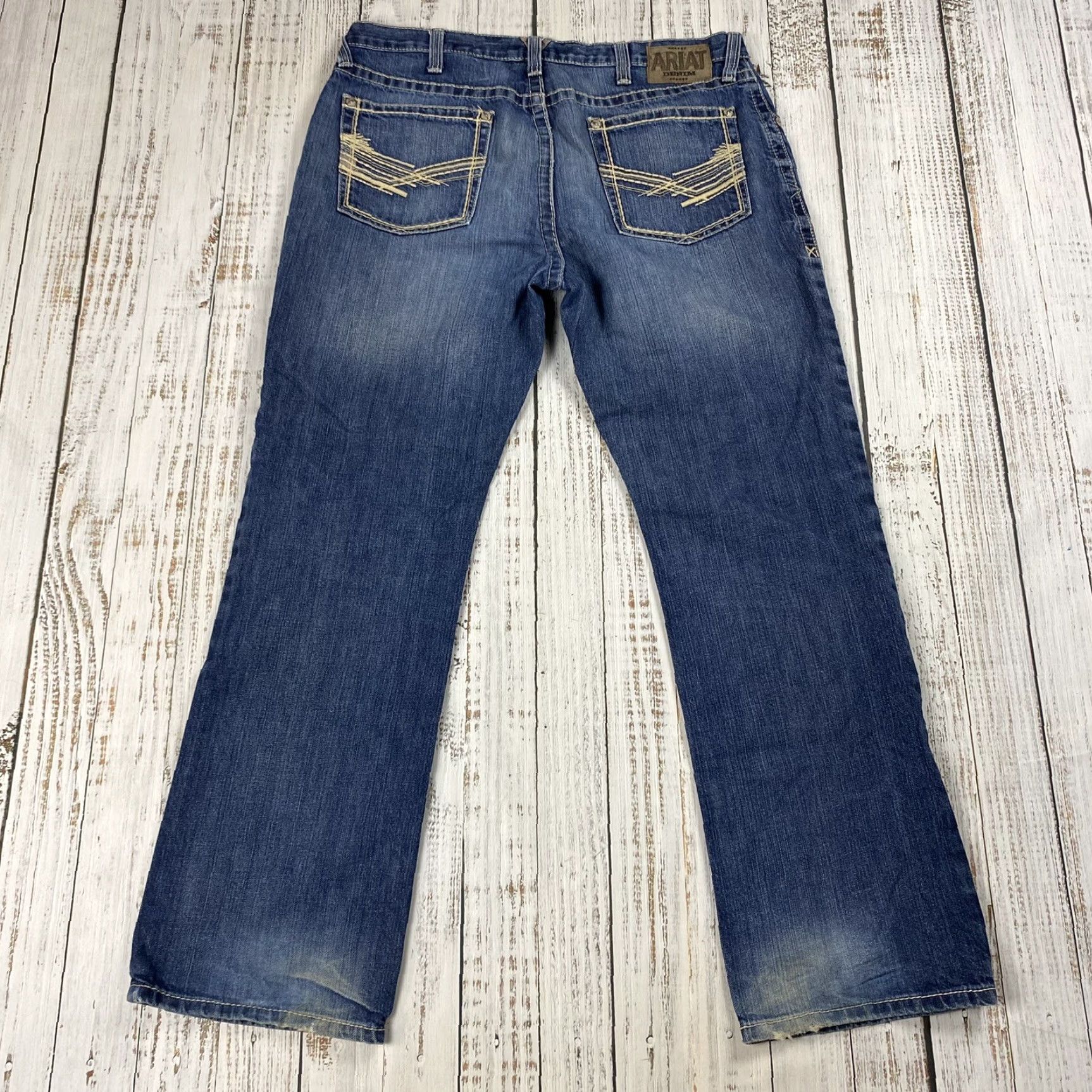 Ariat ARIAT M4 BACKLASH Low Rise Boot Cut Jeans Denim Western 38x34 Mens Blue Dark Wash Size US 38 / EU 54 - 6 Thumbnail