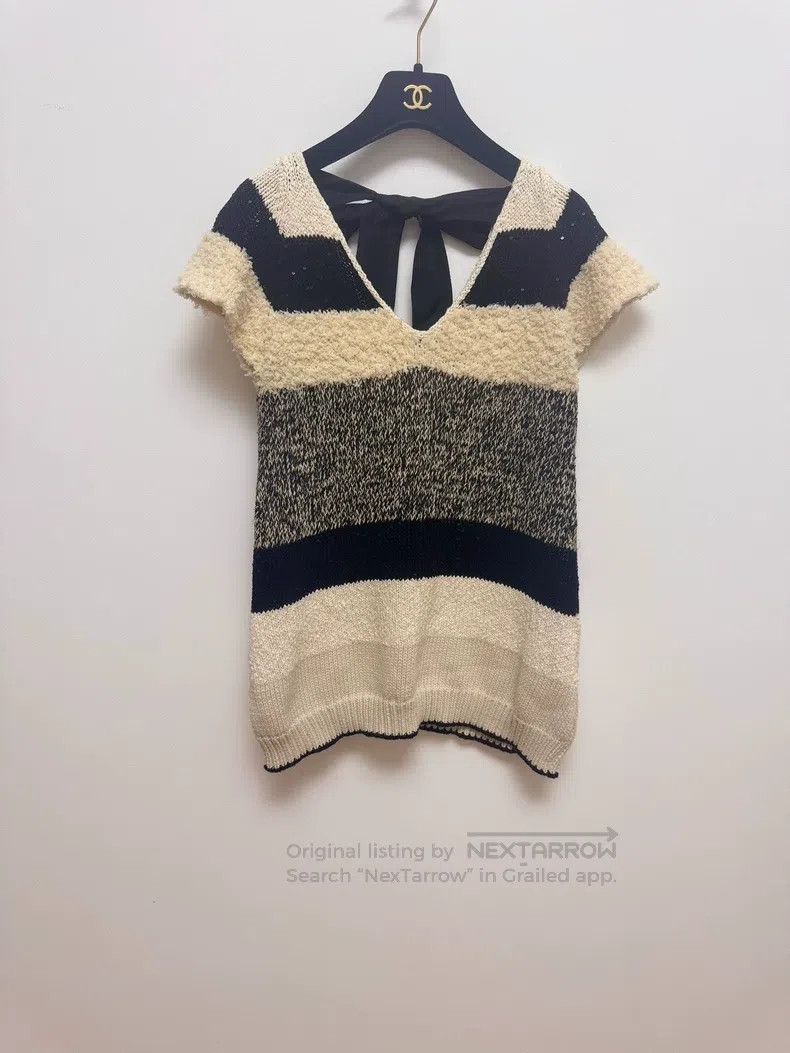 Brunello Cucinelli Brunello Cucinelli Black and White Striped Knit Vest Size M / US 6-8 / IT 42-44 - 2 Thumbnail