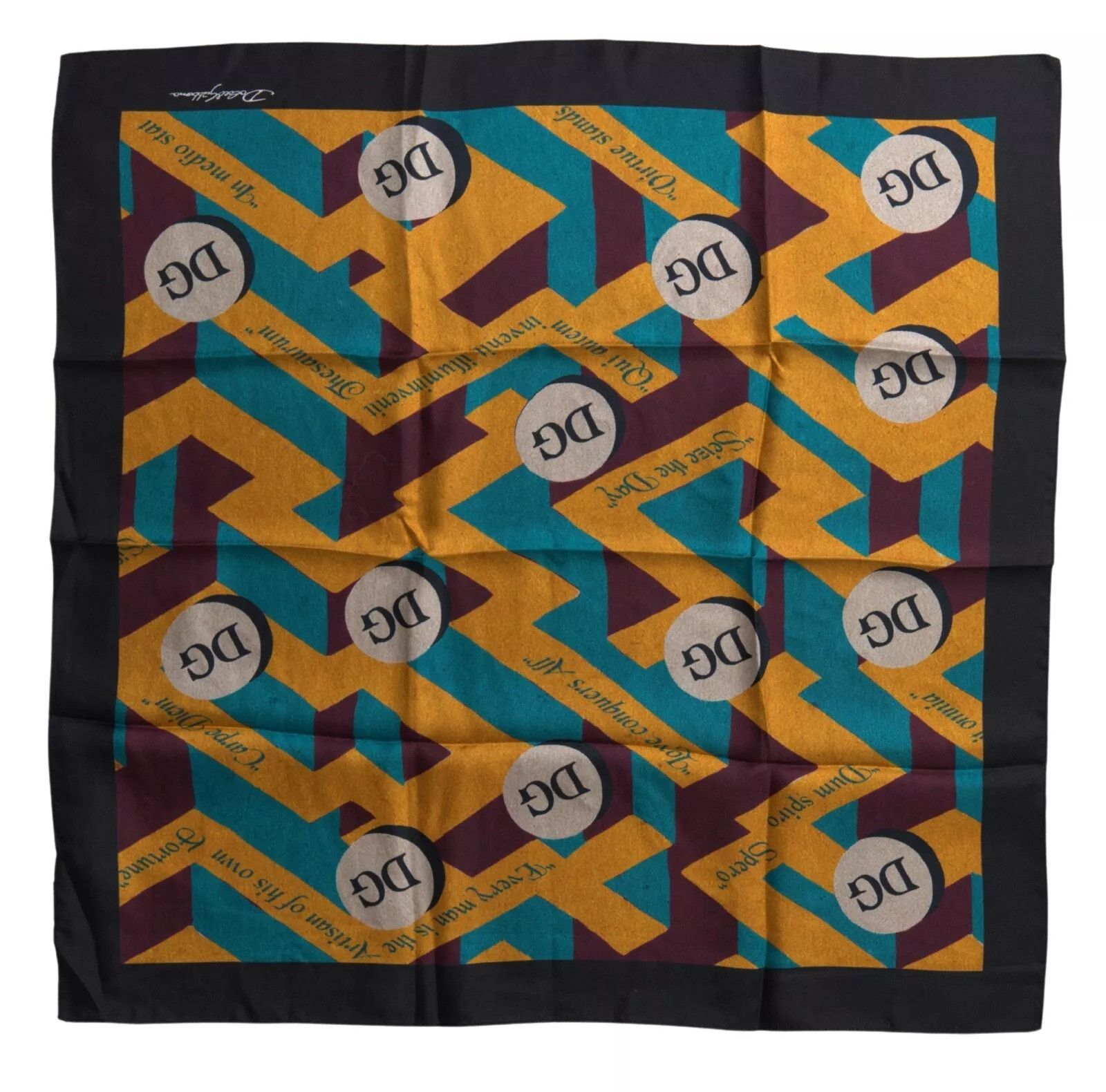Dolce & Gabbana Multicolor Printed Square Handkerchief Men's Scarf Size ONE SIZE - 1 Thumbnail