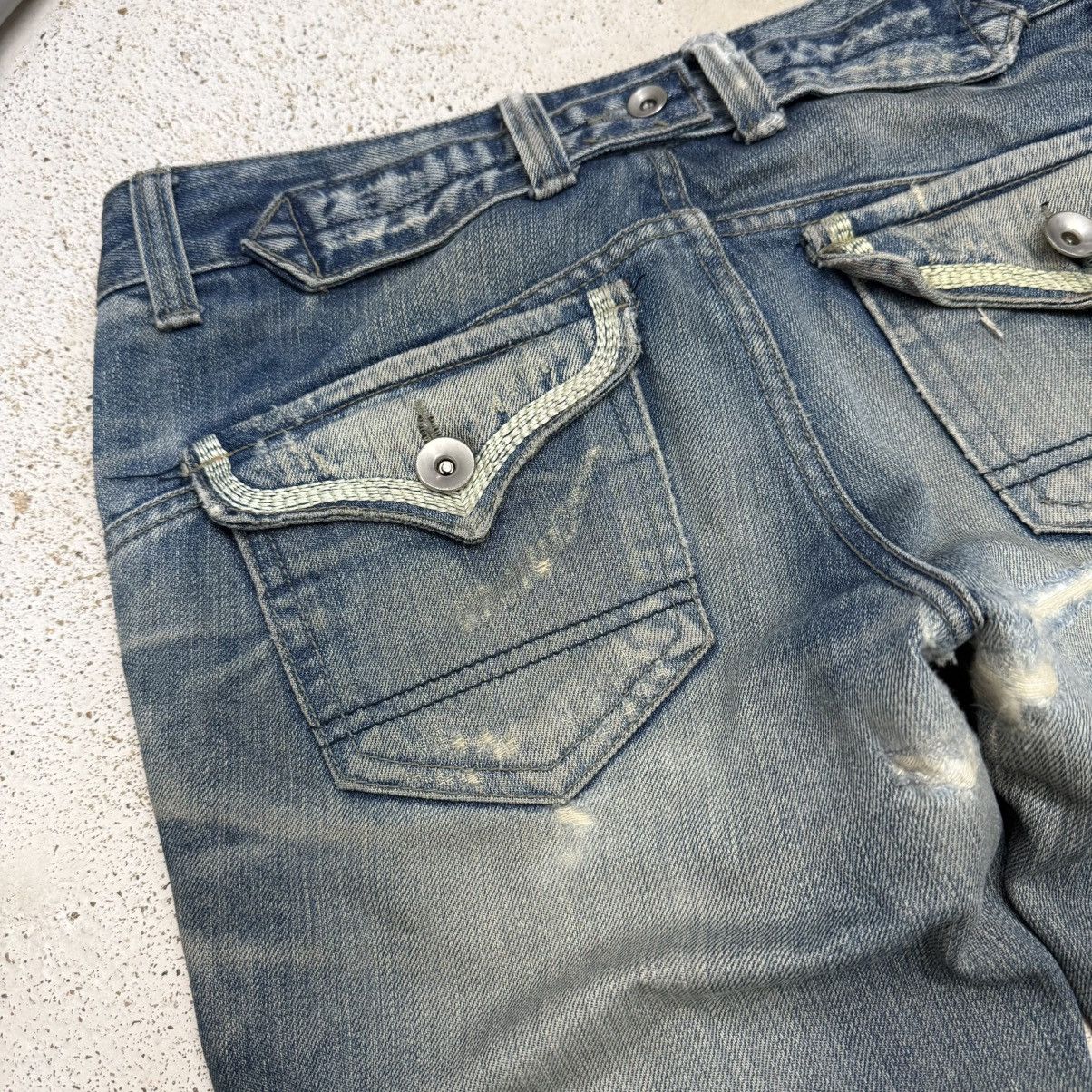 Japanese Brand Japanese Muddy Distressed Whisker Low Rise Denim Pants Size US 29 - 15 Thumbnail