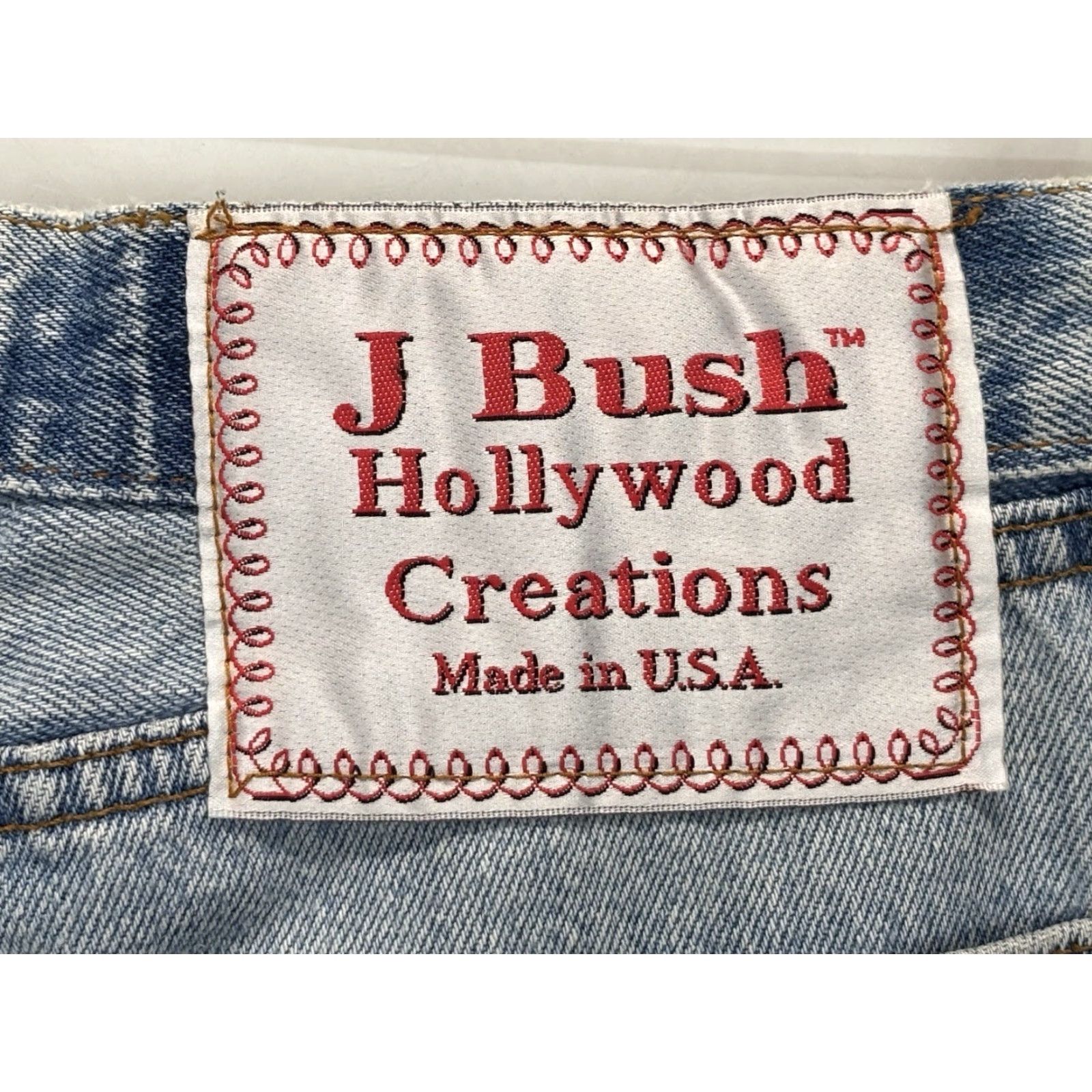 Levi's VINTAGE Levi's X J Bush Hollywood Creations Button Fly Denim Skirt Women 29 Blue 29" Waist Knee-Length Distressed Raw Hem 90s USA Womens Size 29" - 5 Thumbnail